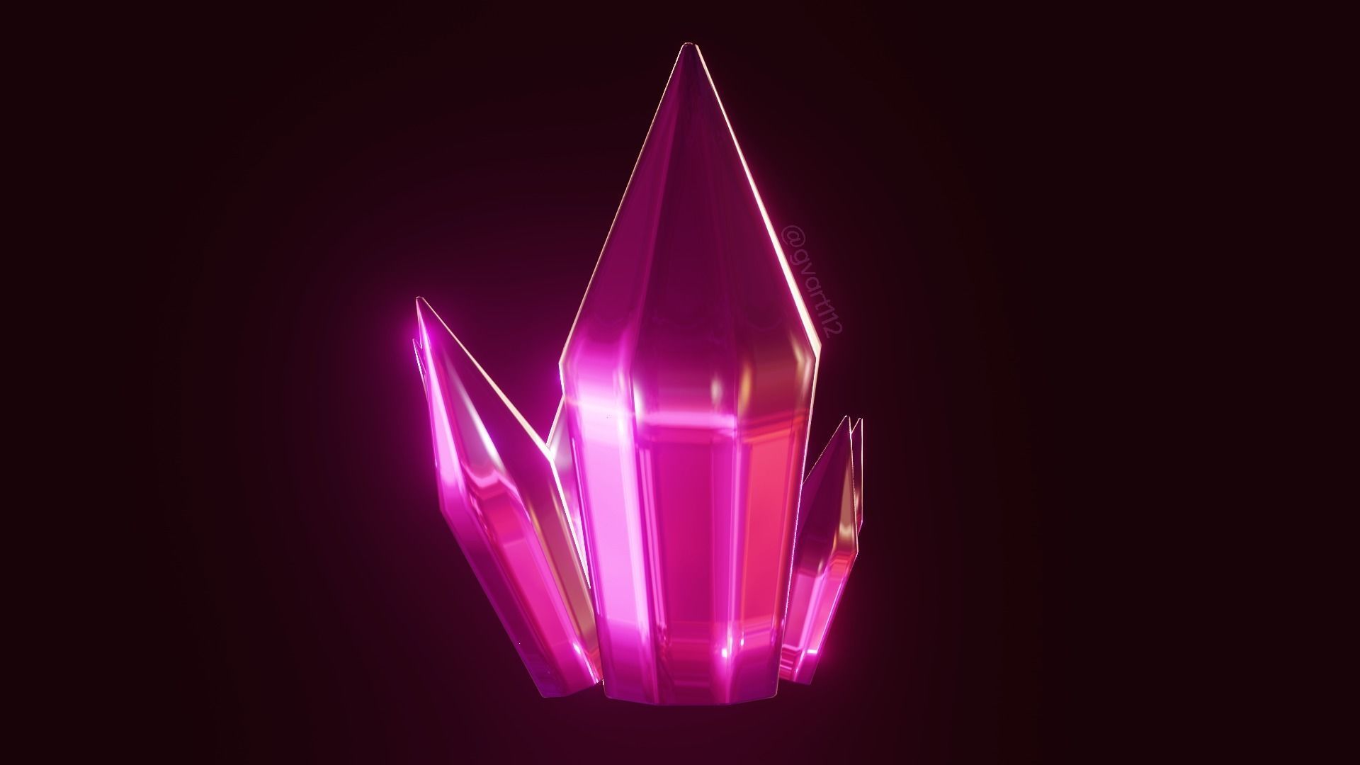 Pink crystal gem RPG style Low-poly 3D model_3