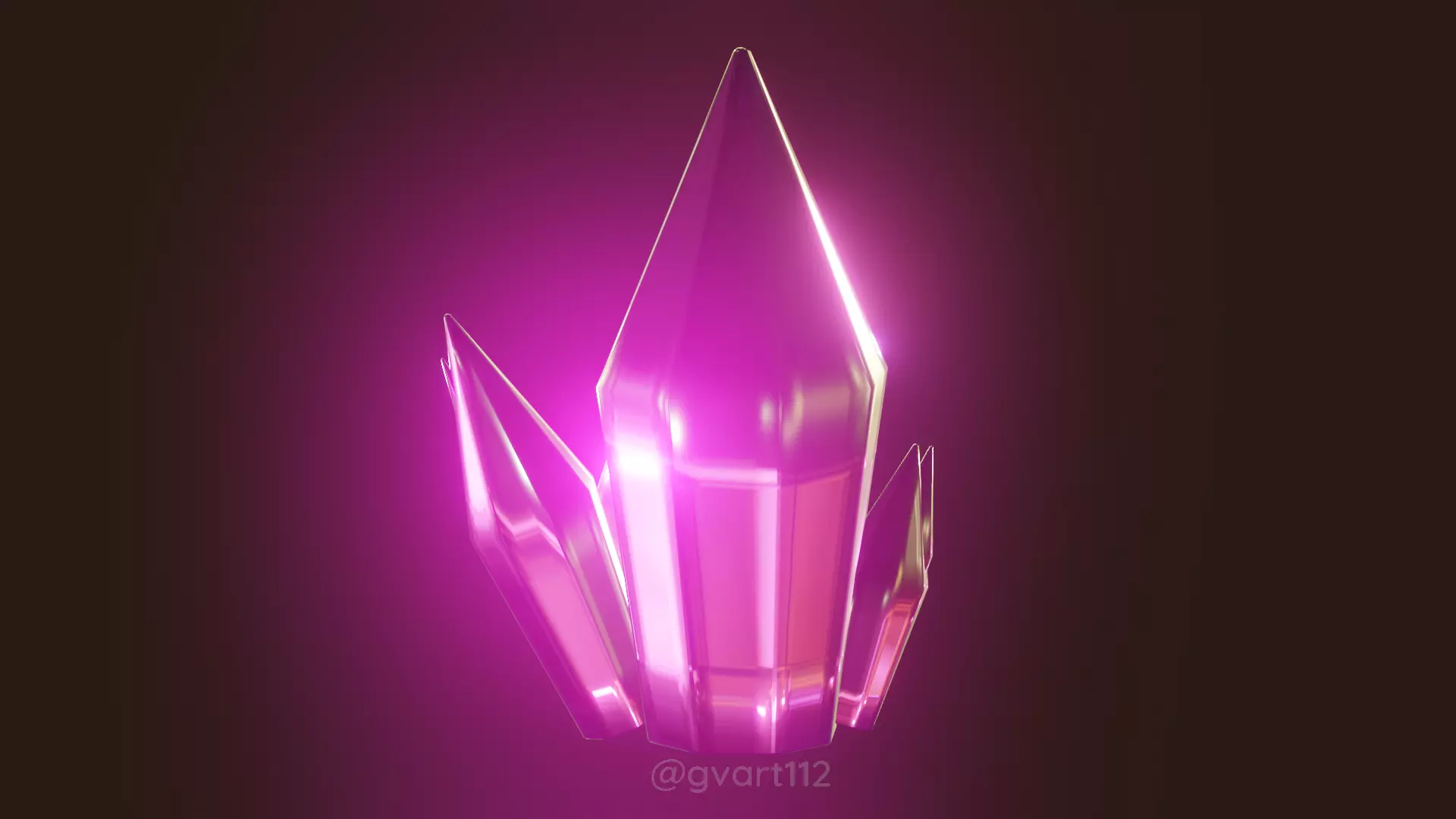 Pink crystal gem RPG style Low-poly 3D model_0