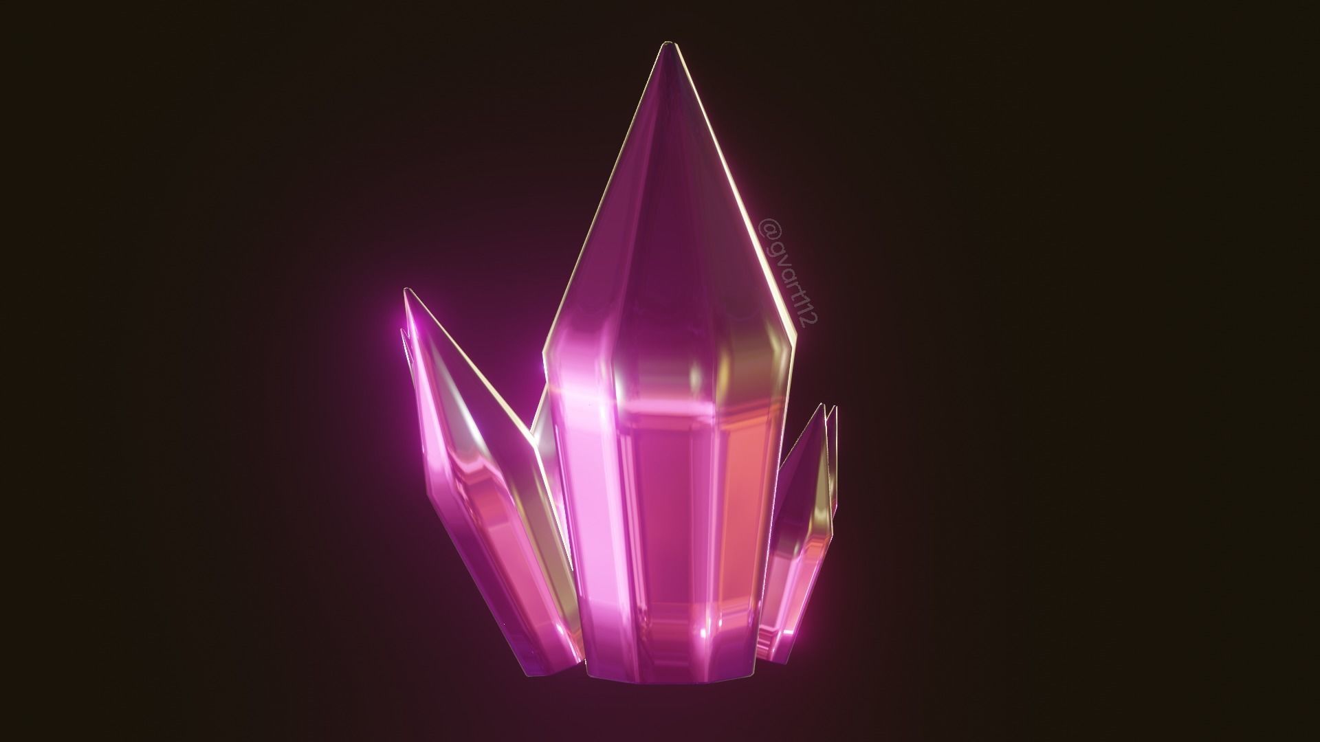 Pink crystal gem RPG style Low-poly 3D model_2