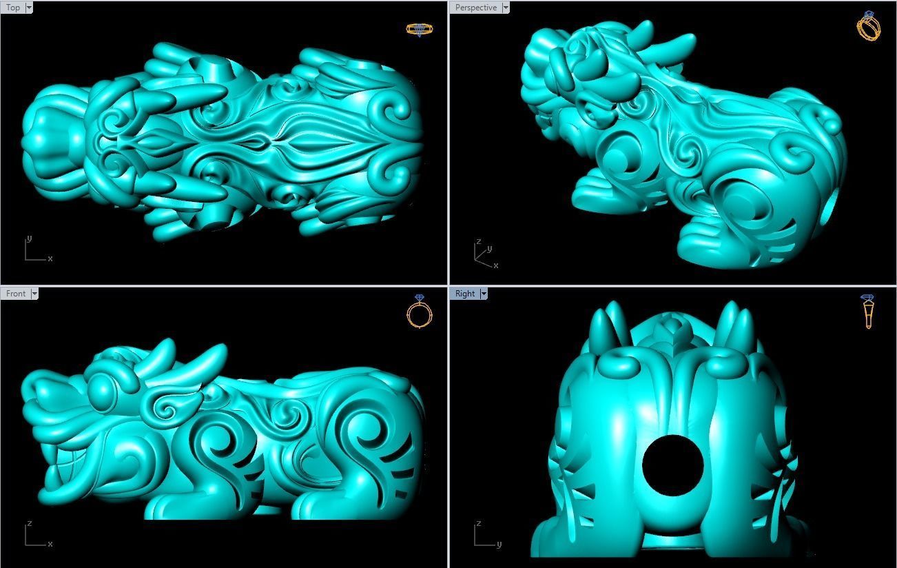 Pixiu Bracelet - Unicorn bracelet - N735 Size 20 mm 3D print model_10