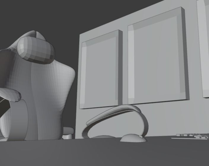 Gaming Setup Studio Low-poly 3D model_8