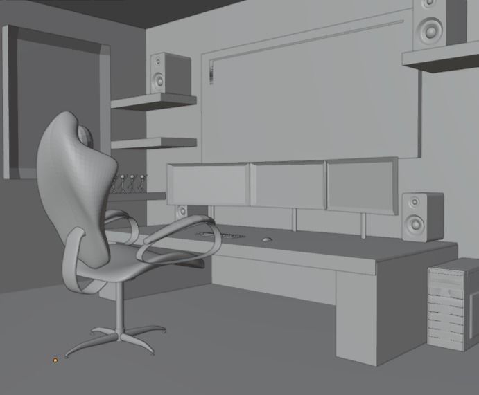 Gaming Setup Studio Low-poly 3D model_7