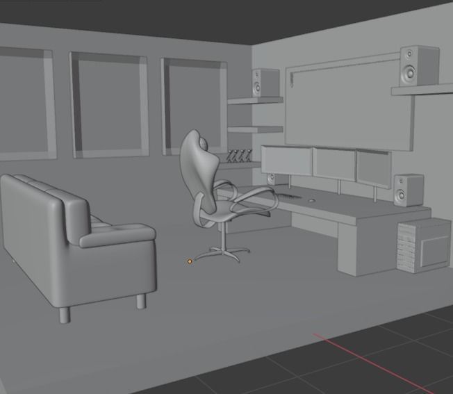 Gaming Setup Studio Low-poly 3D model_4