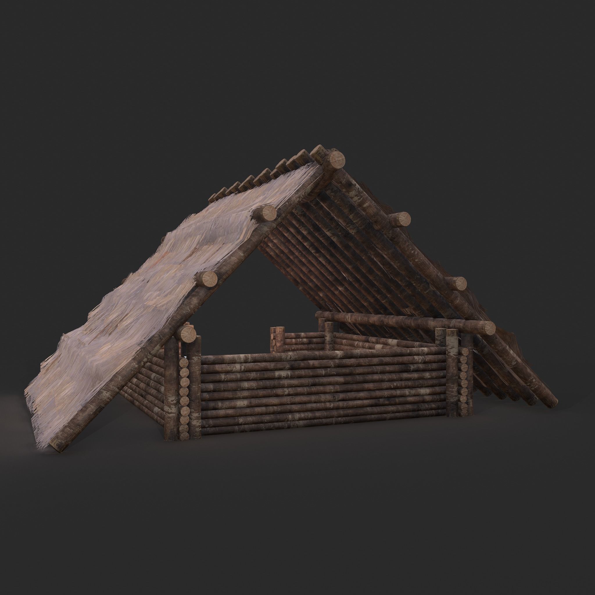 Viking Hut M Low-poly 3D model_3