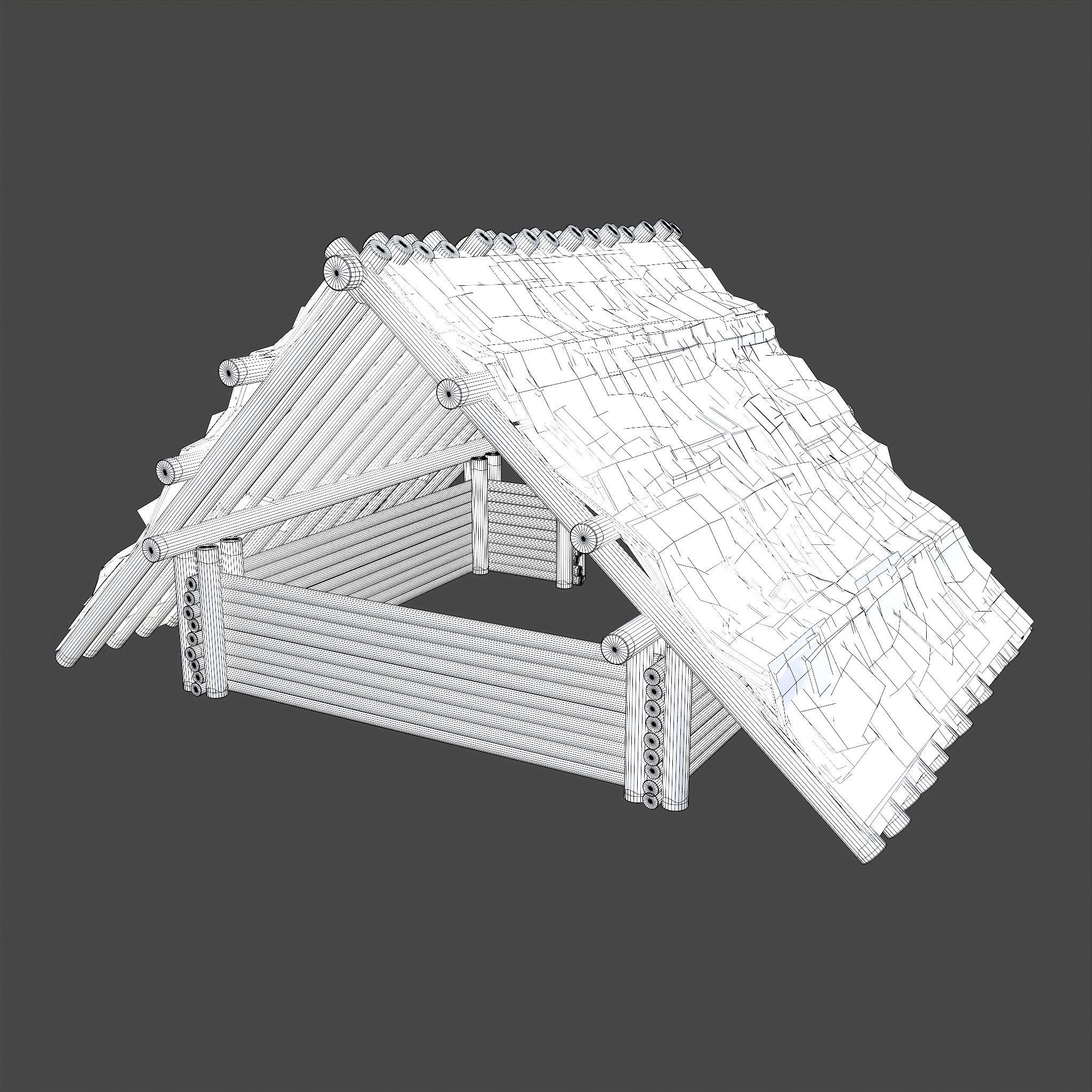 Viking Hut M Low-poly 3D model_36