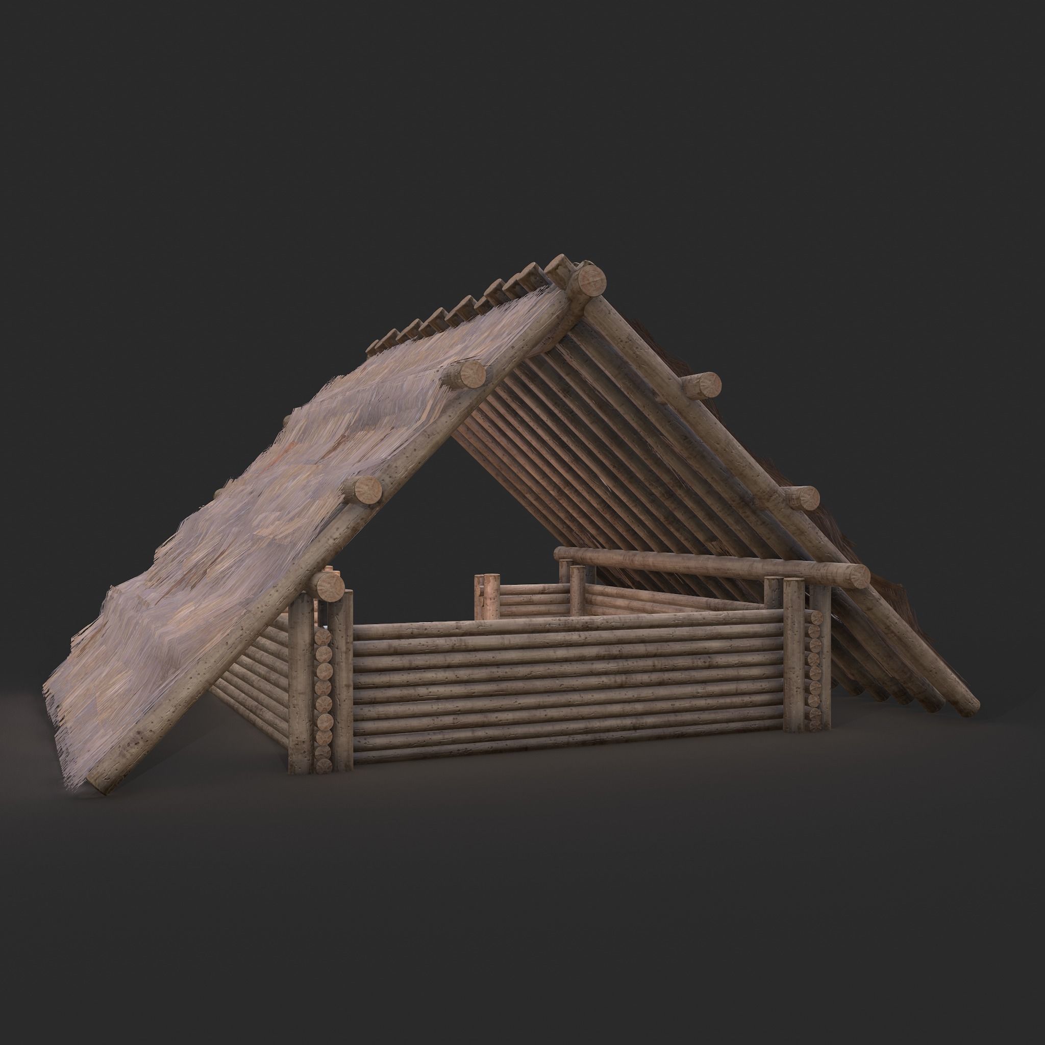 Viking Hut M Low-poly 3D model_8