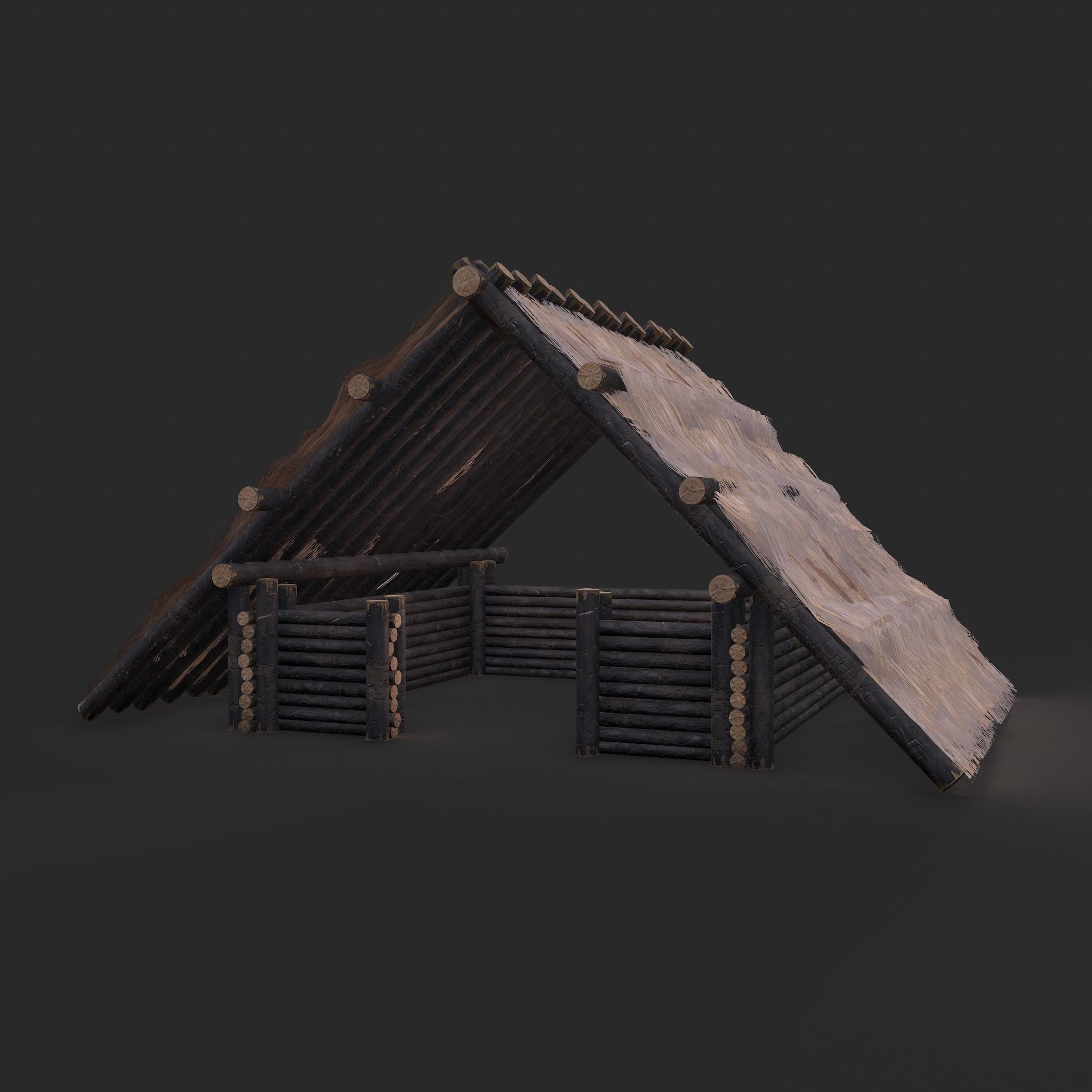 Viking Hut M Low-poly 3D model_5