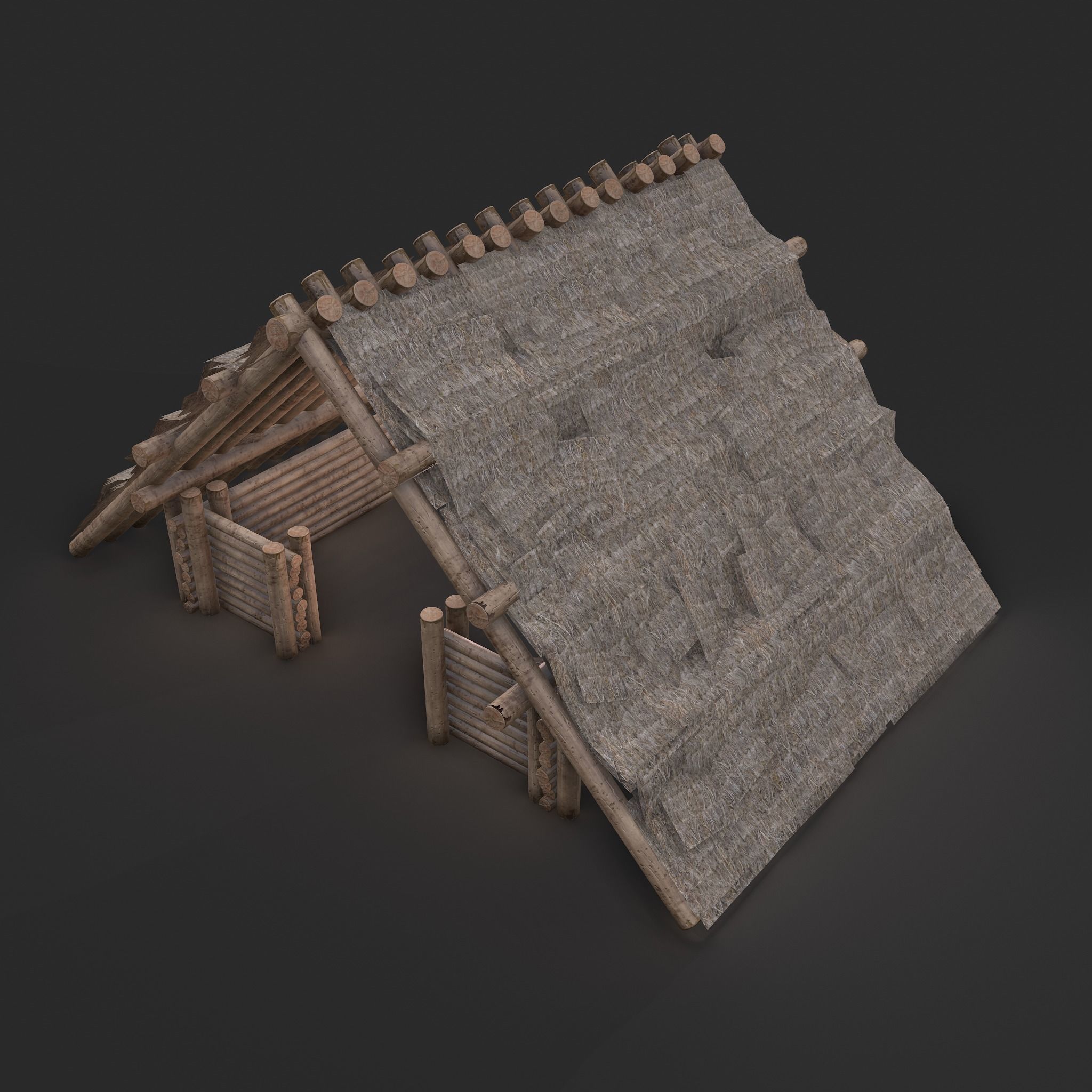 Viking Hut M Low-poly 3D model_9