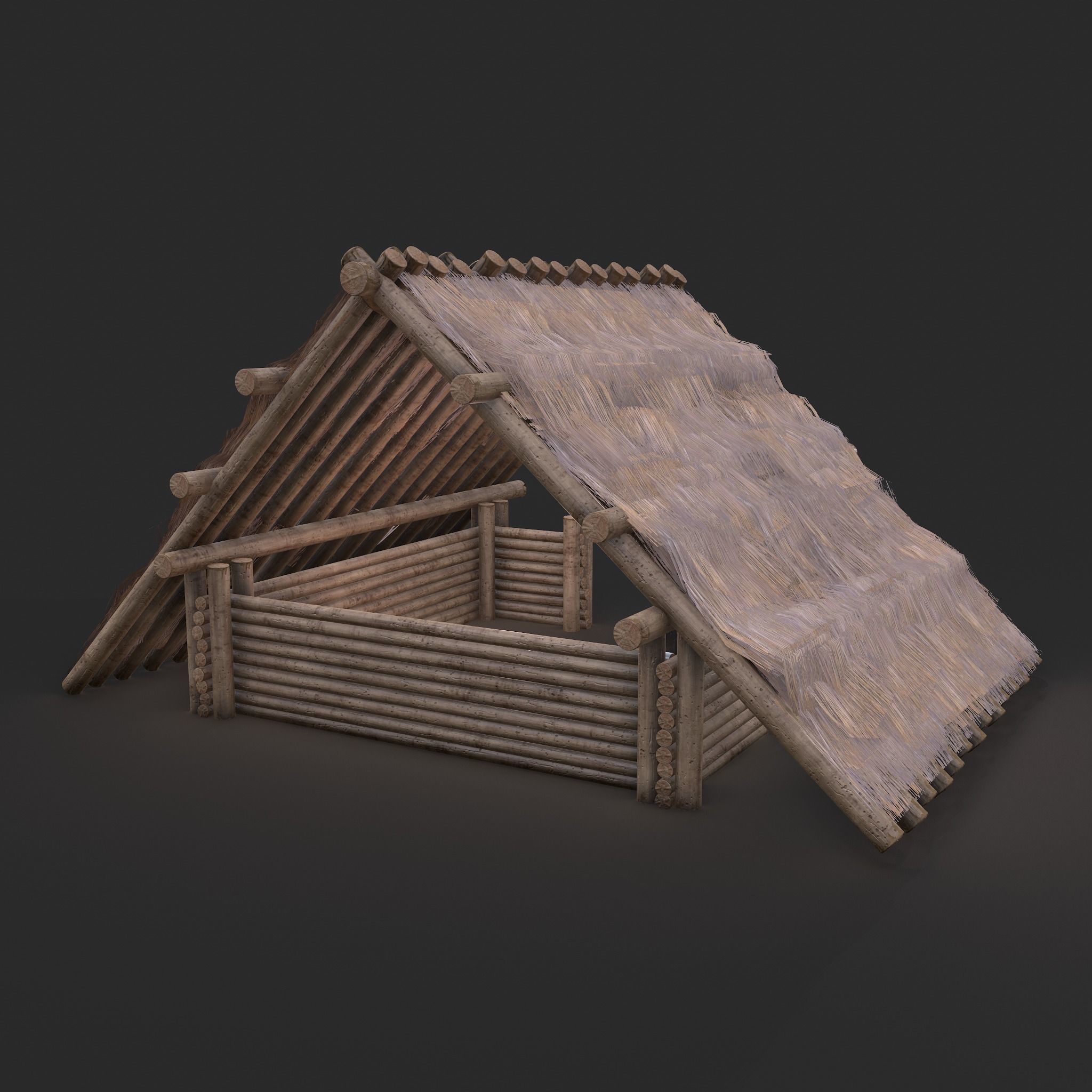 Viking Hut M Low-poly 3D model_16