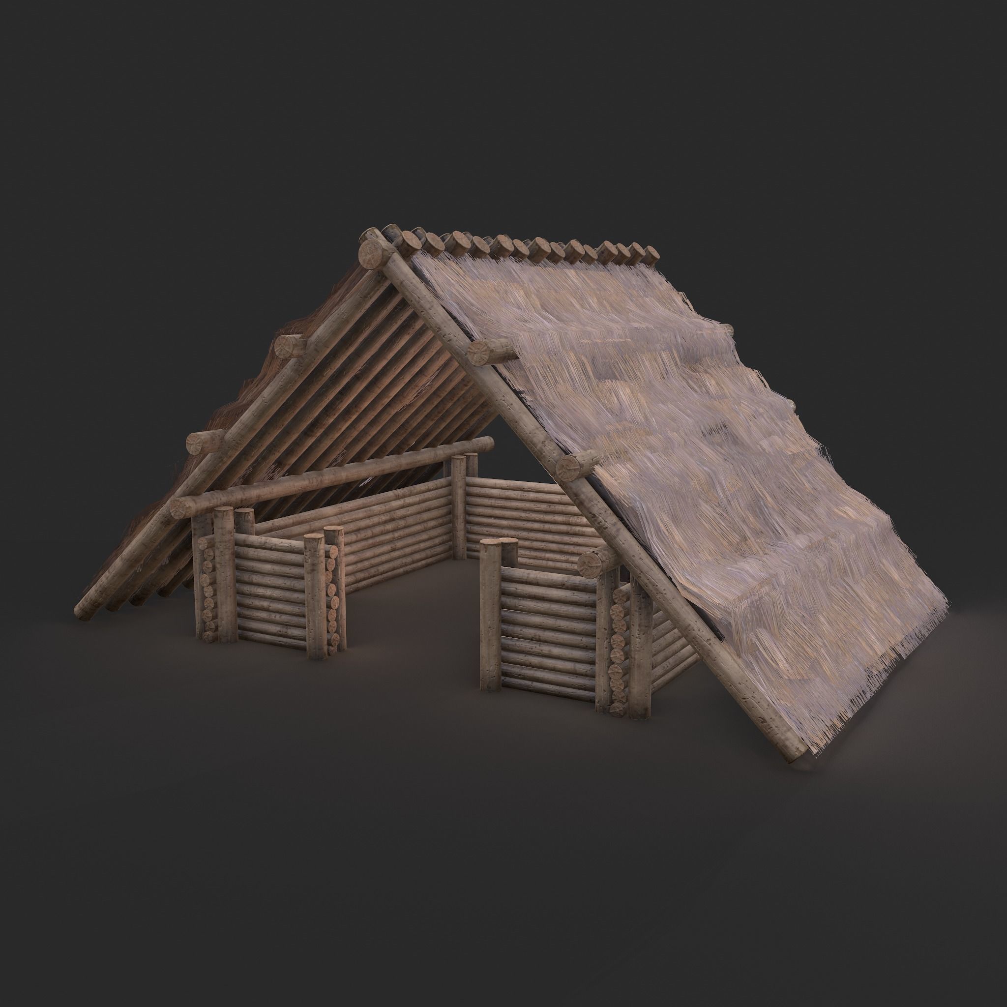 Viking Hut M Low-poly 3D model_11