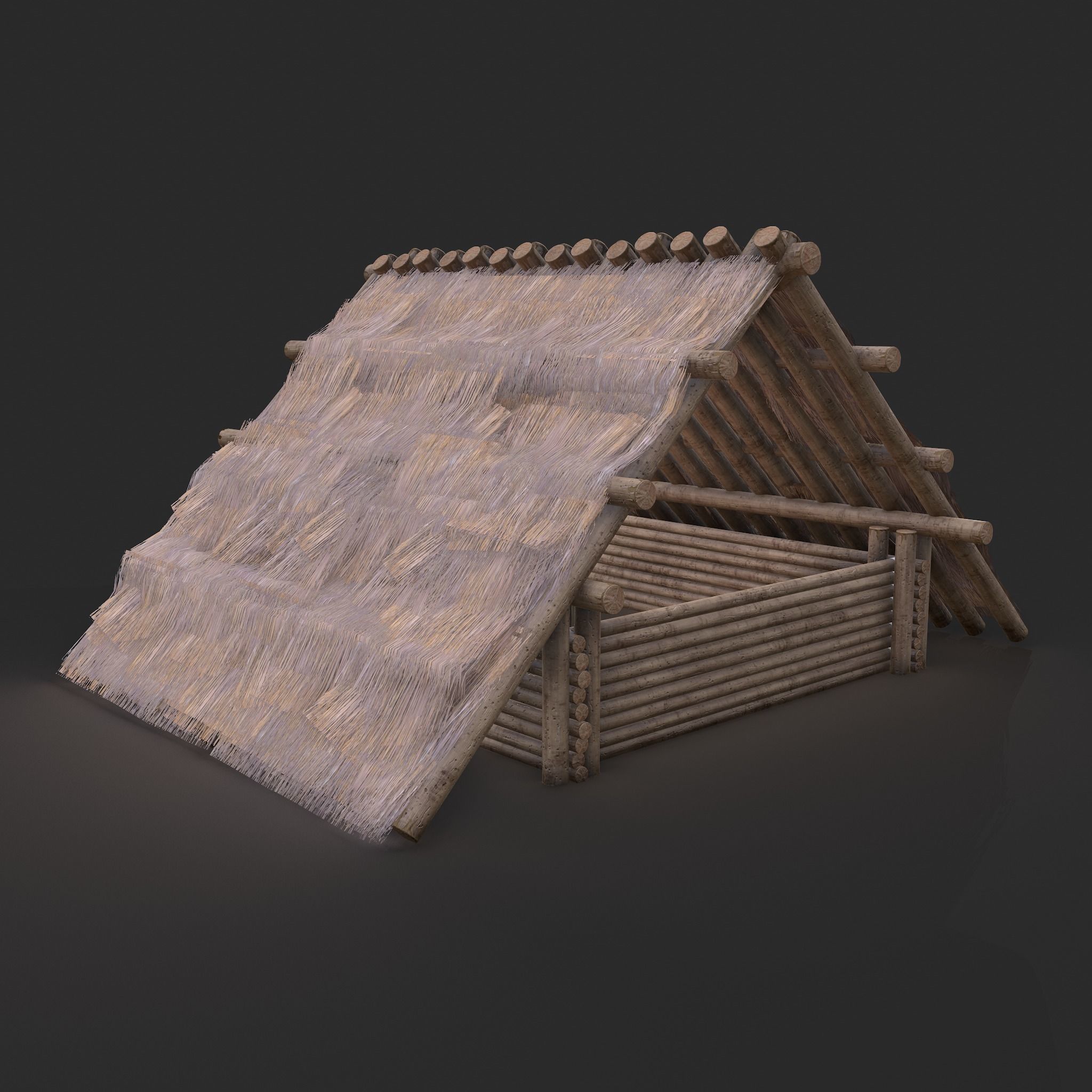 Viking Hut M Low-poly 3D model_19
