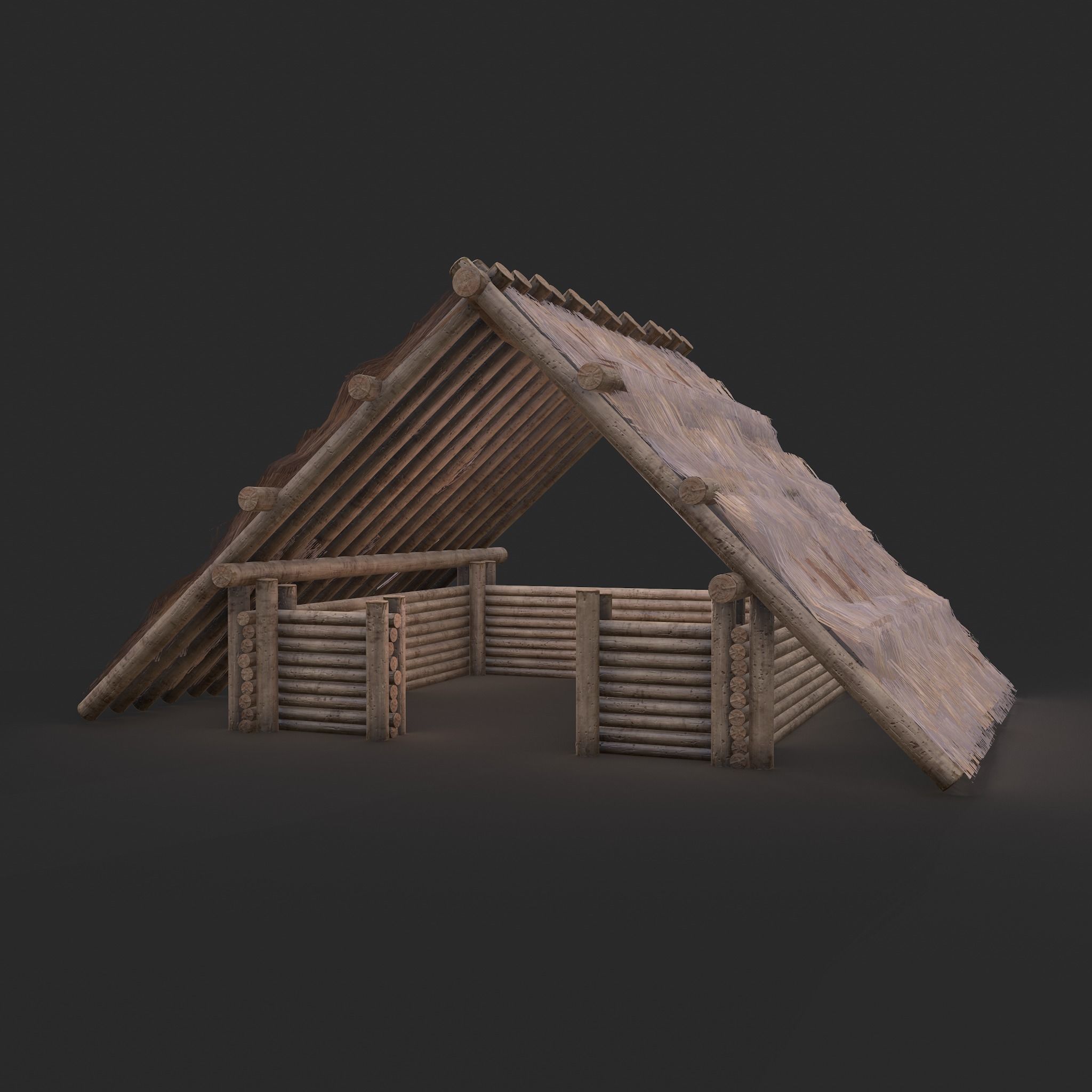 Viking Hut M Low-poly 3D model_6