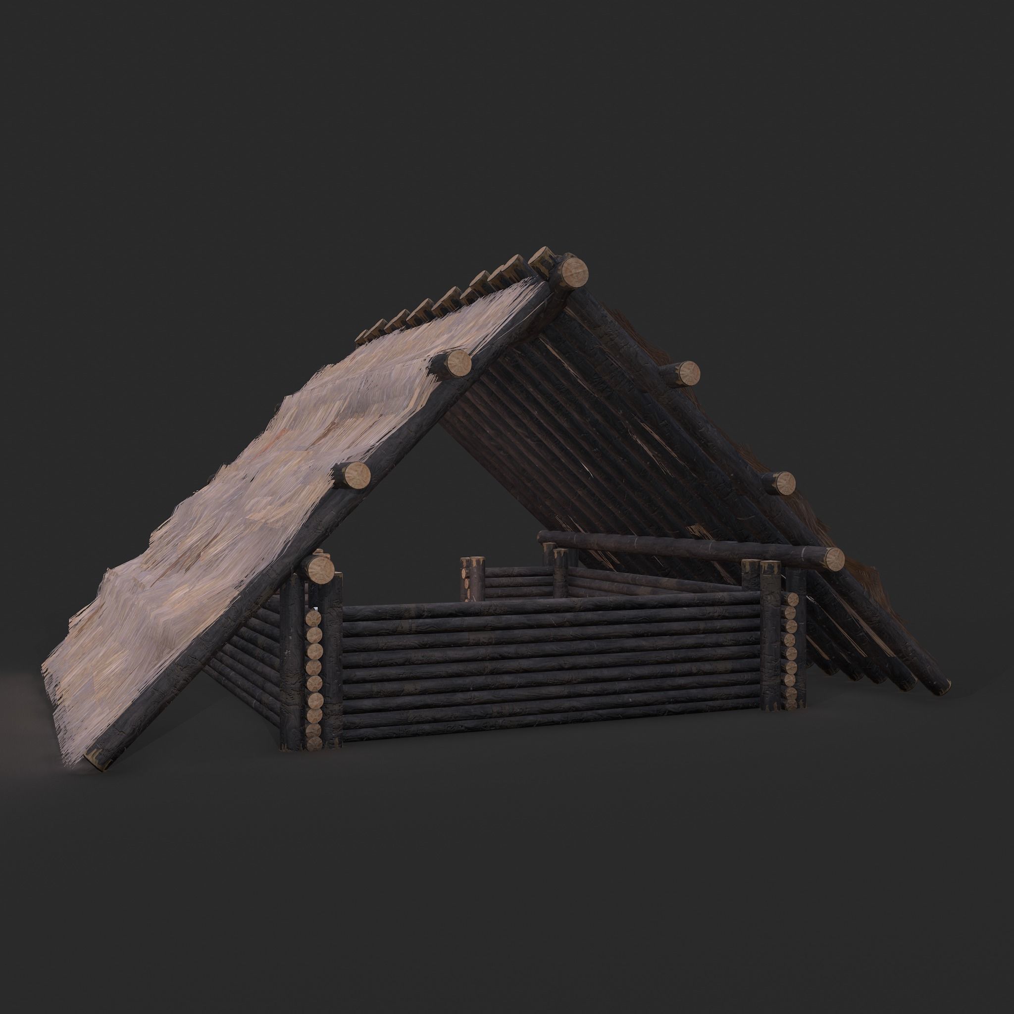 Viking Hut M Low-poly 3D model_4