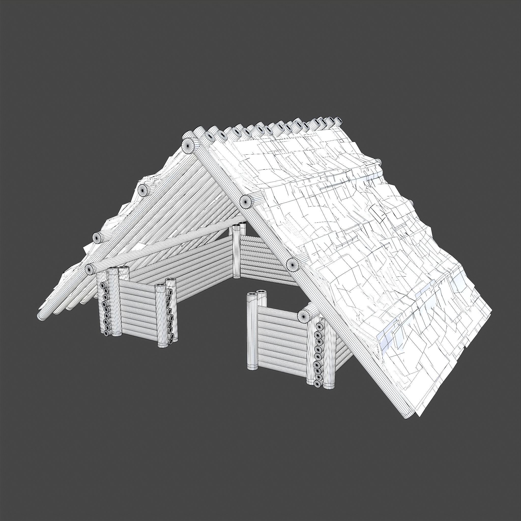 Viking Hut M Low-poly 3D model_37