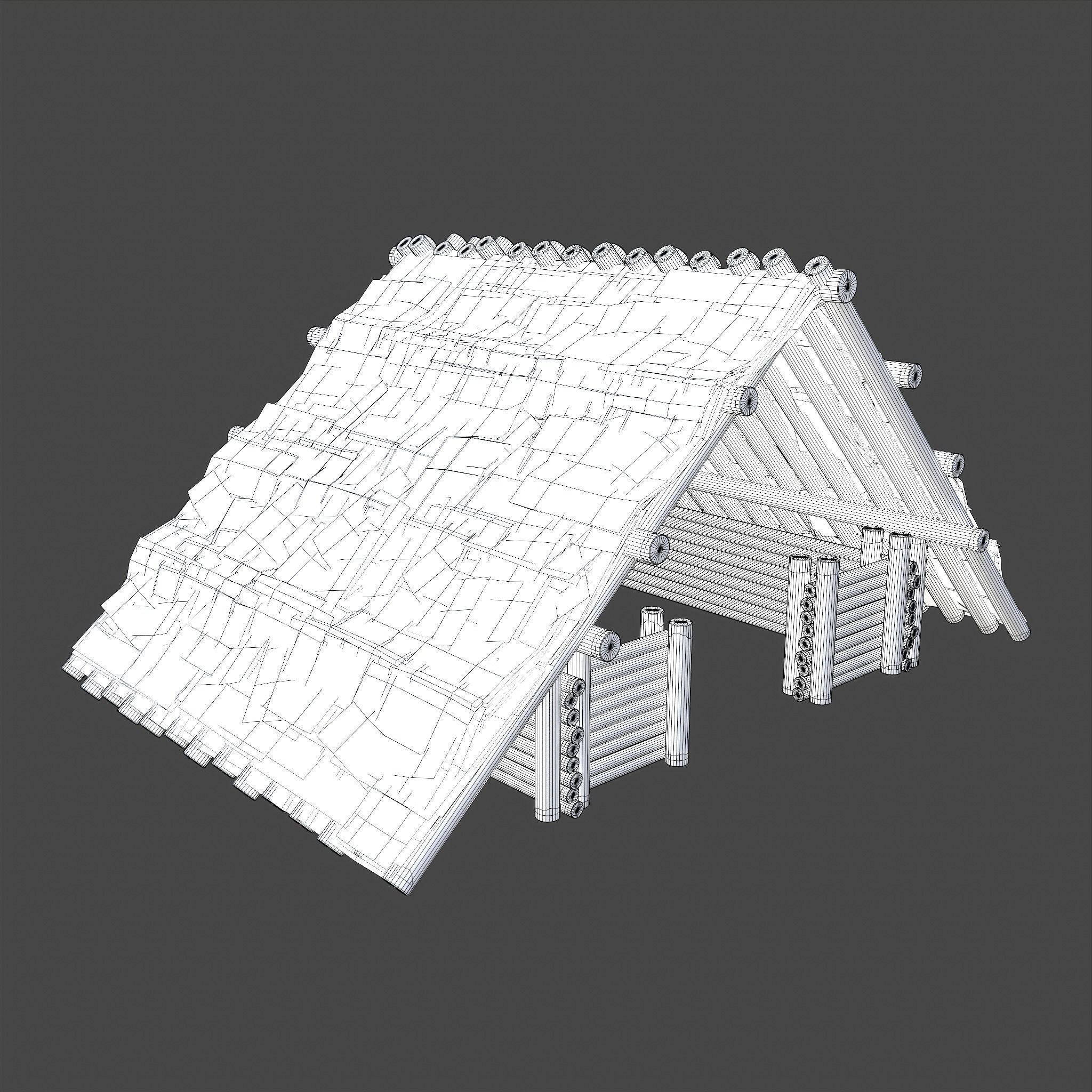 Viking Hut M Low-poly 3D model_26