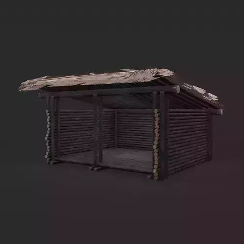 Viking Hut P Low-poly 3D model