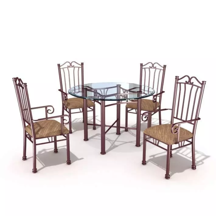 Glass Table And Chairs Set 3D model_0