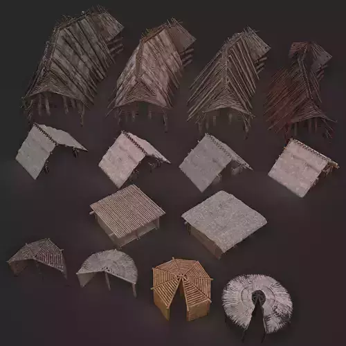 Viking Huts D to Q 3D Model Collection