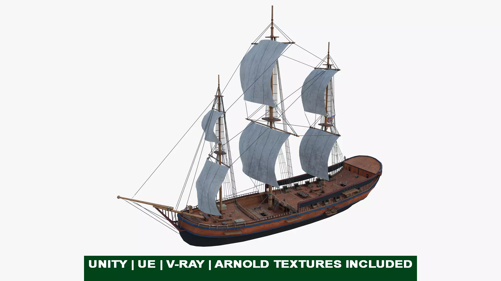 Columbia Ship Low-poly 3D model_0