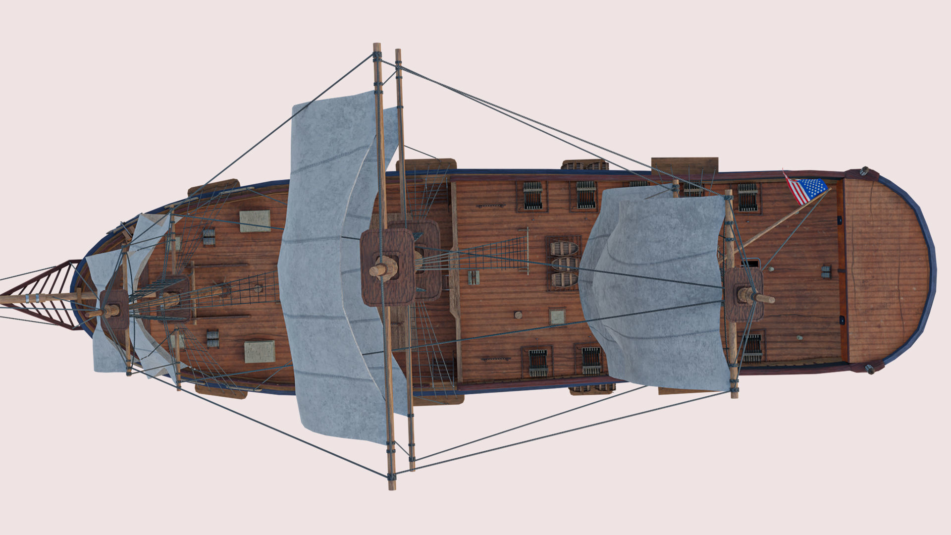 Columbia Ship Low-poly 3D model_9