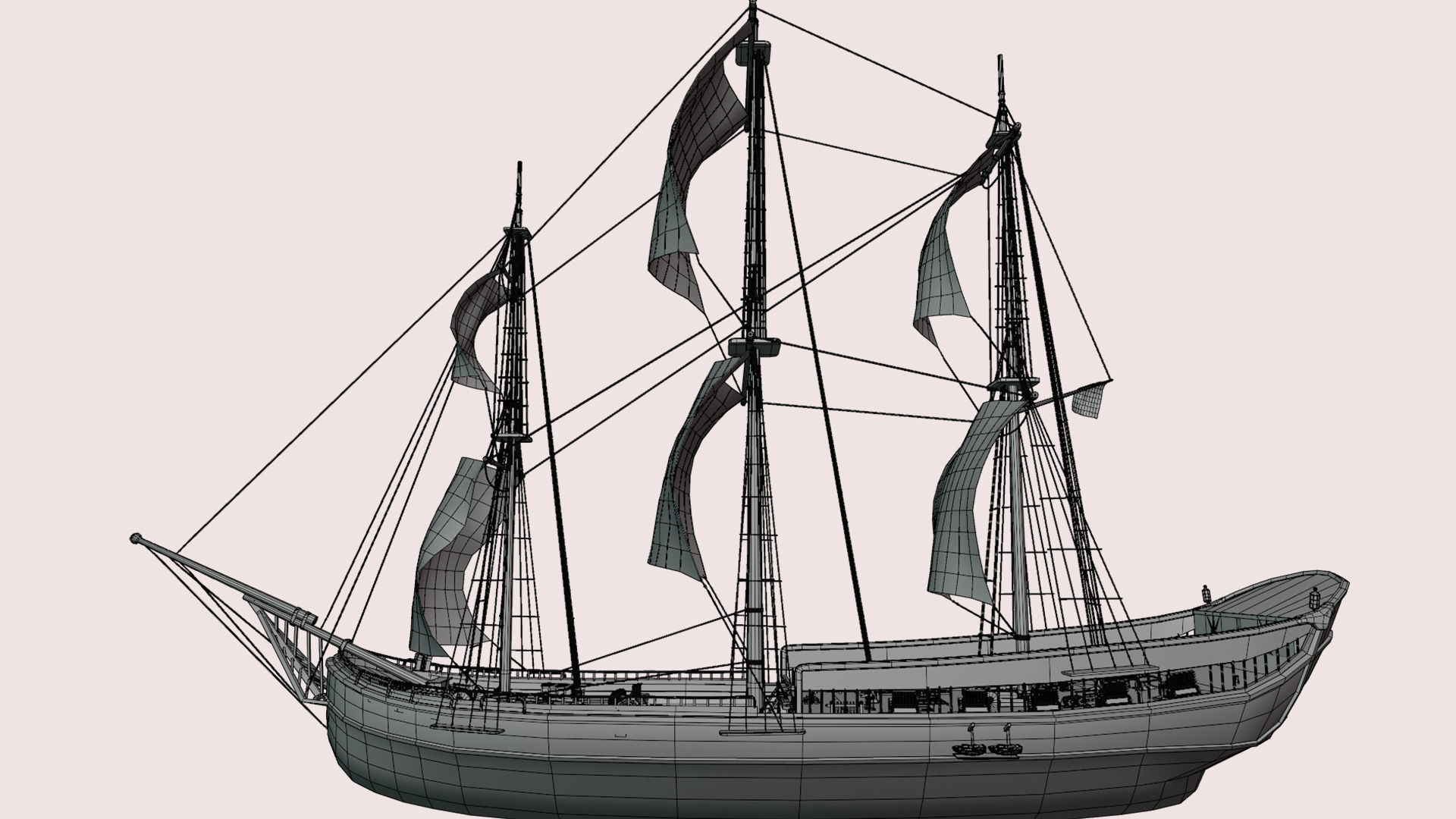 Columbia Ship Low-poly 3D model_14