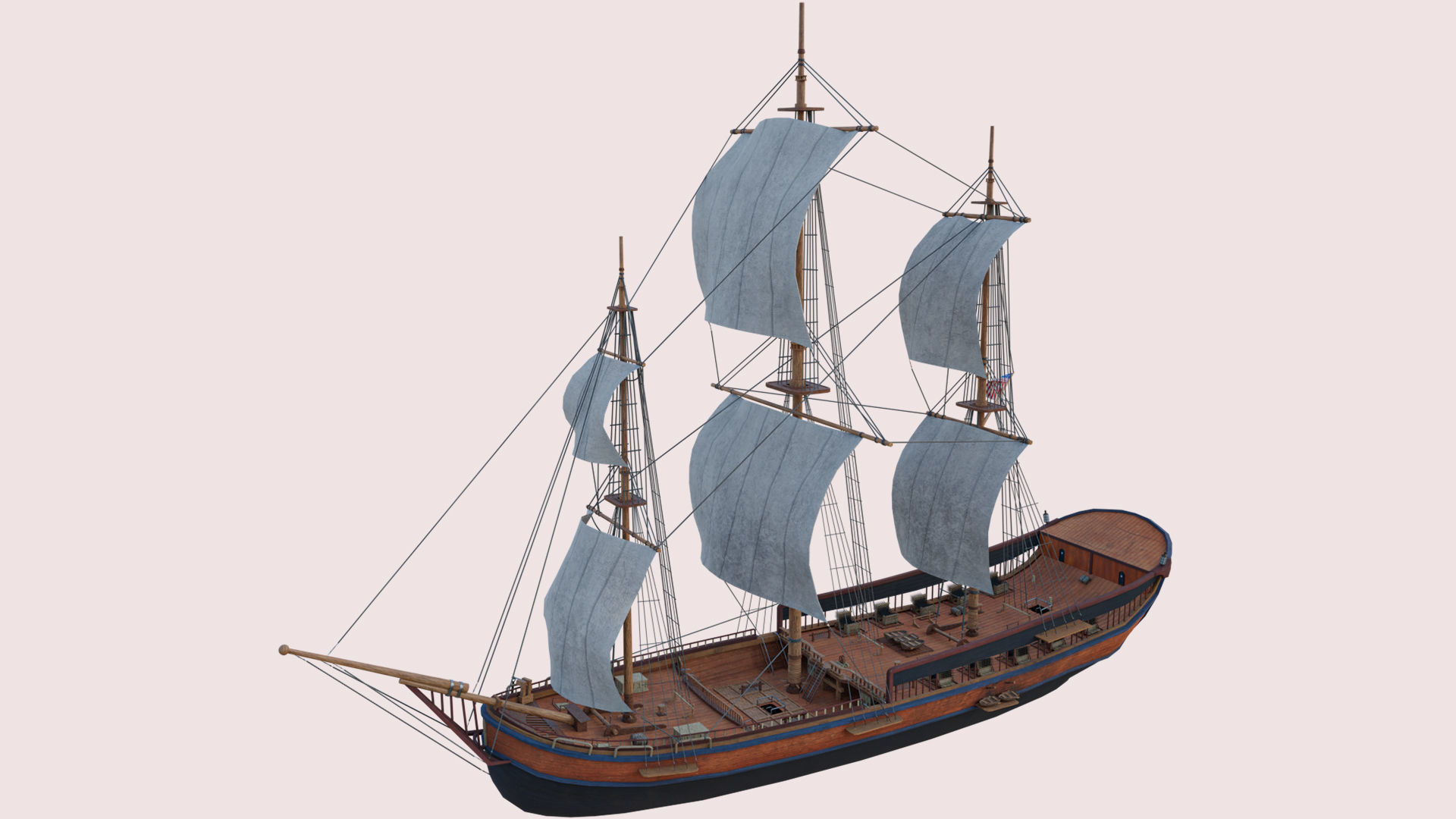 Columbia Ship Low-poly 3D model_1