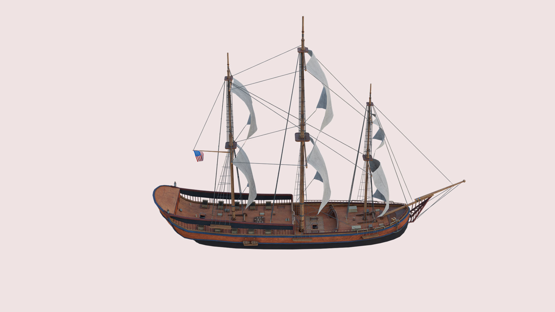 Columbia Ship Low-poly 3D model_5