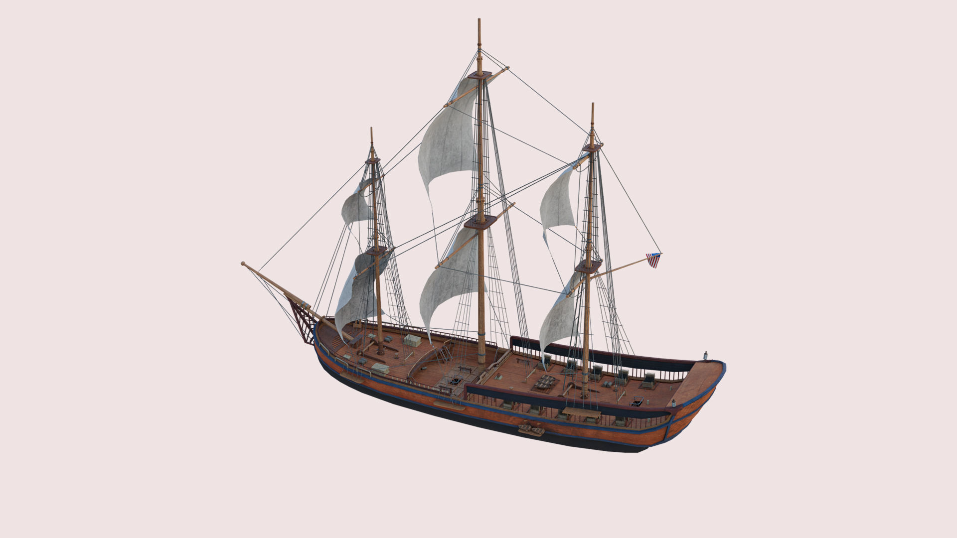Columbia Ship Low-poly 3D model_6