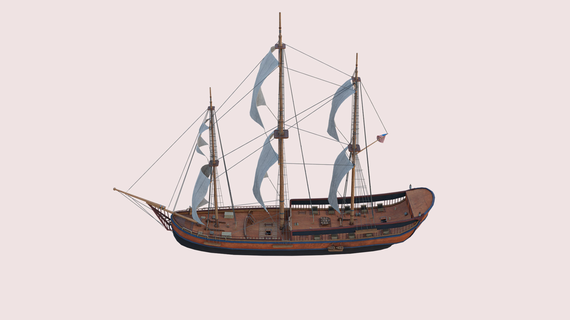 Columbia Ship Low-poly 3D model_3
