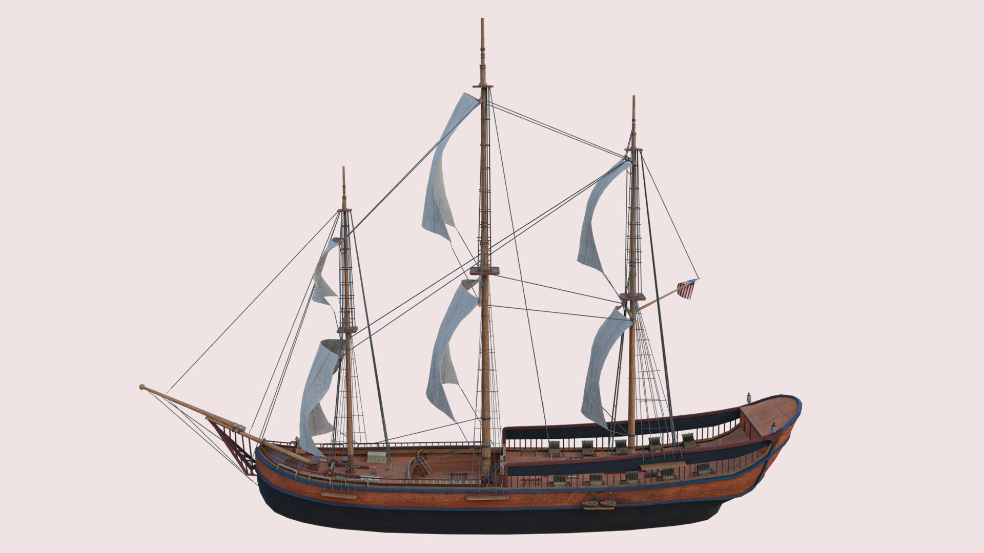 Columbia Ship Low-poly 3D model_8