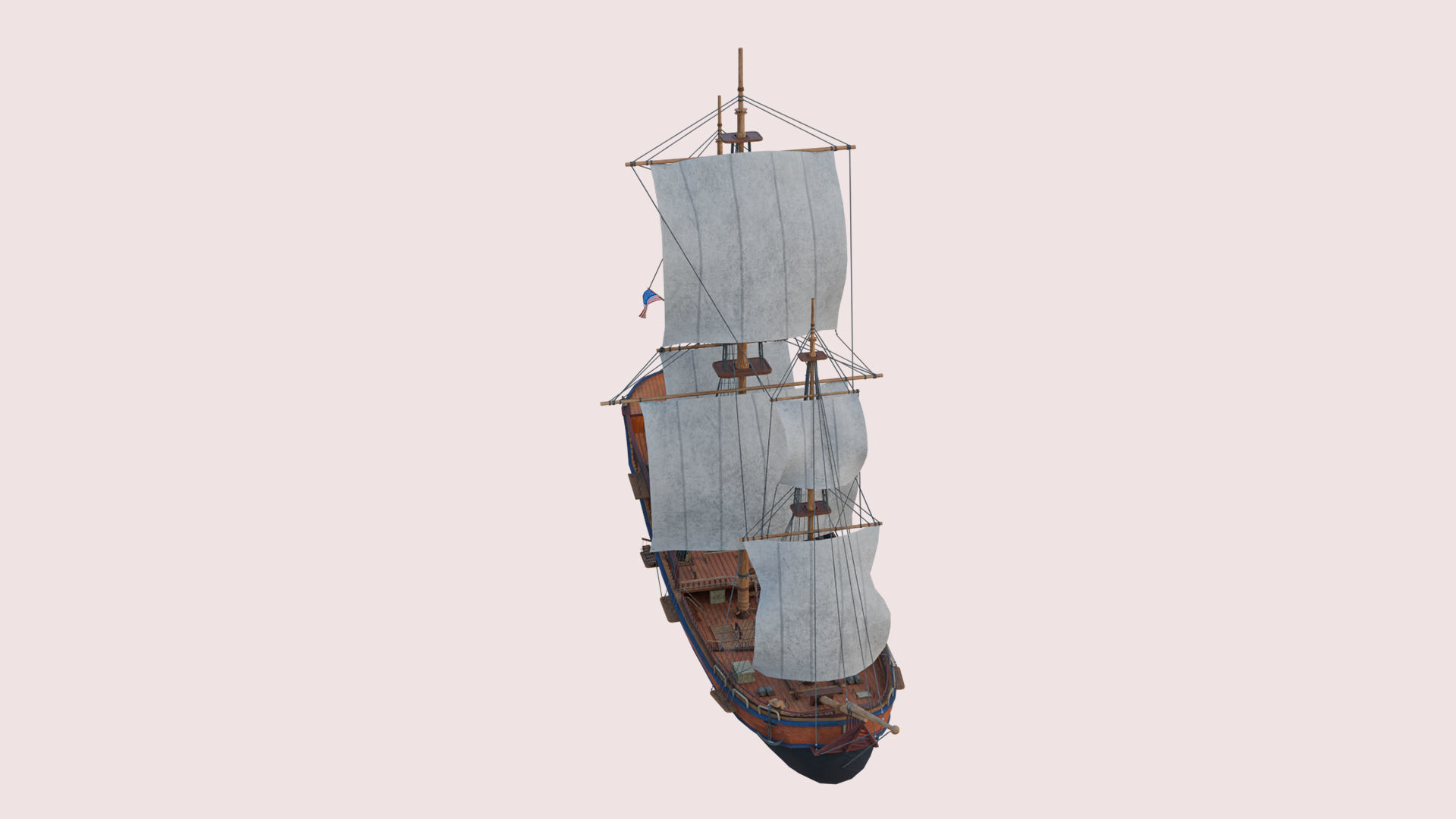 Columbia Ship Low-poly 3D model_4