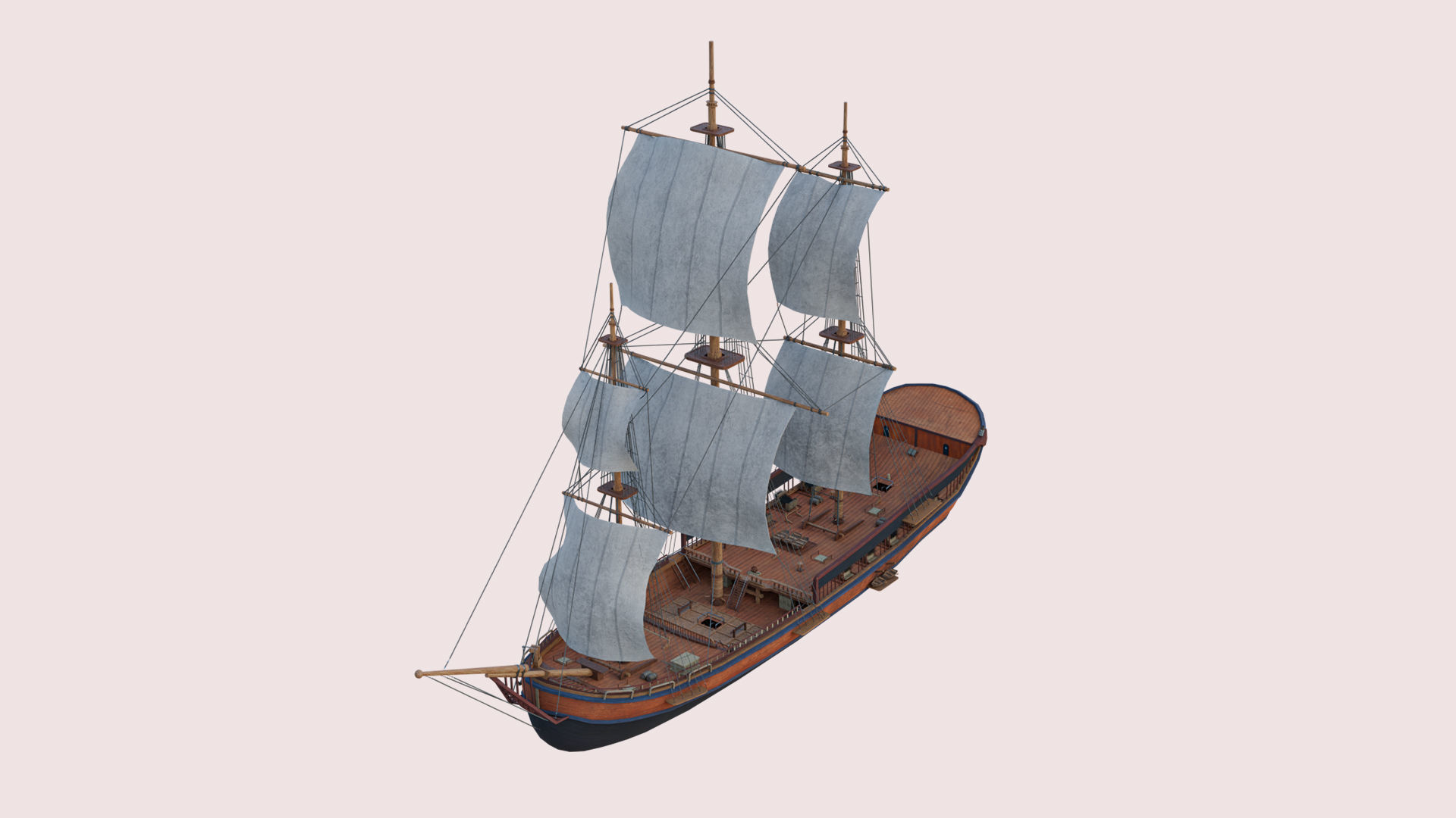 Columbia Ship Low-poly 3D model_2