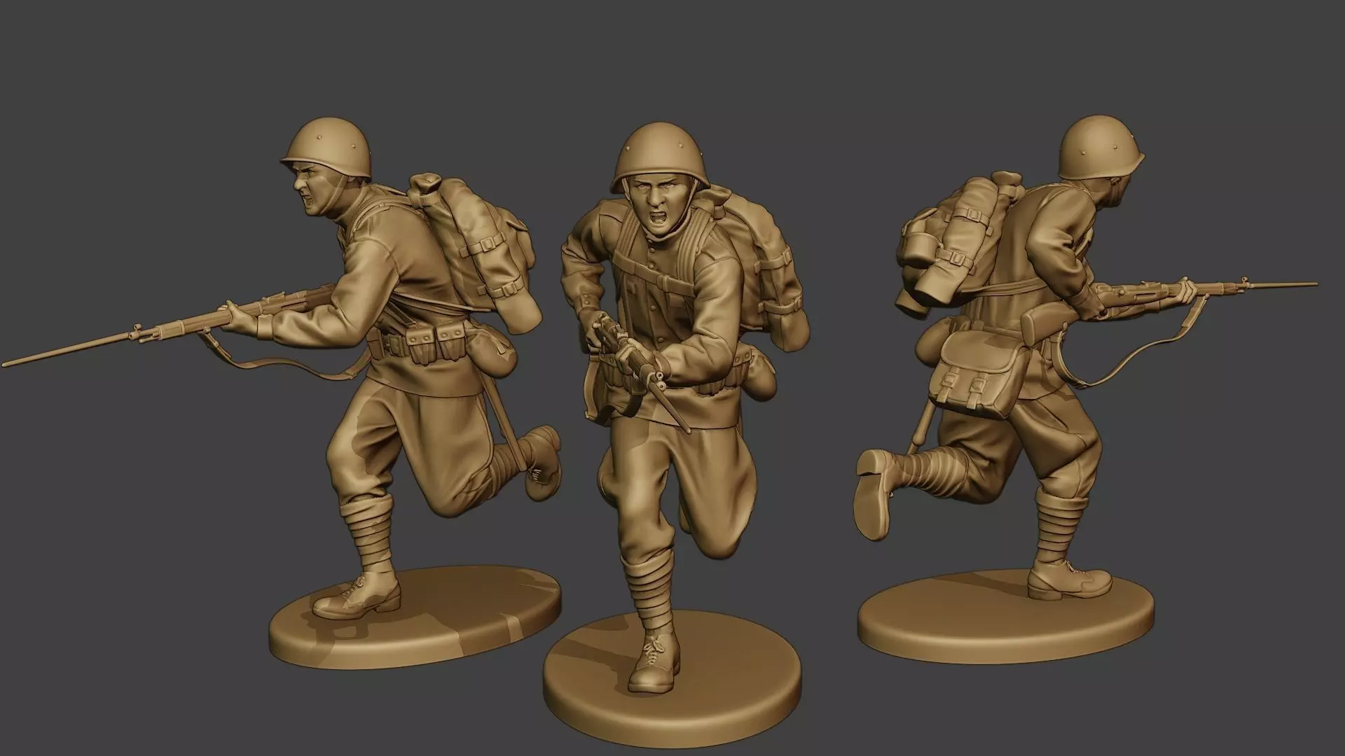 Russian soldier ww2 Run R1 3D print model