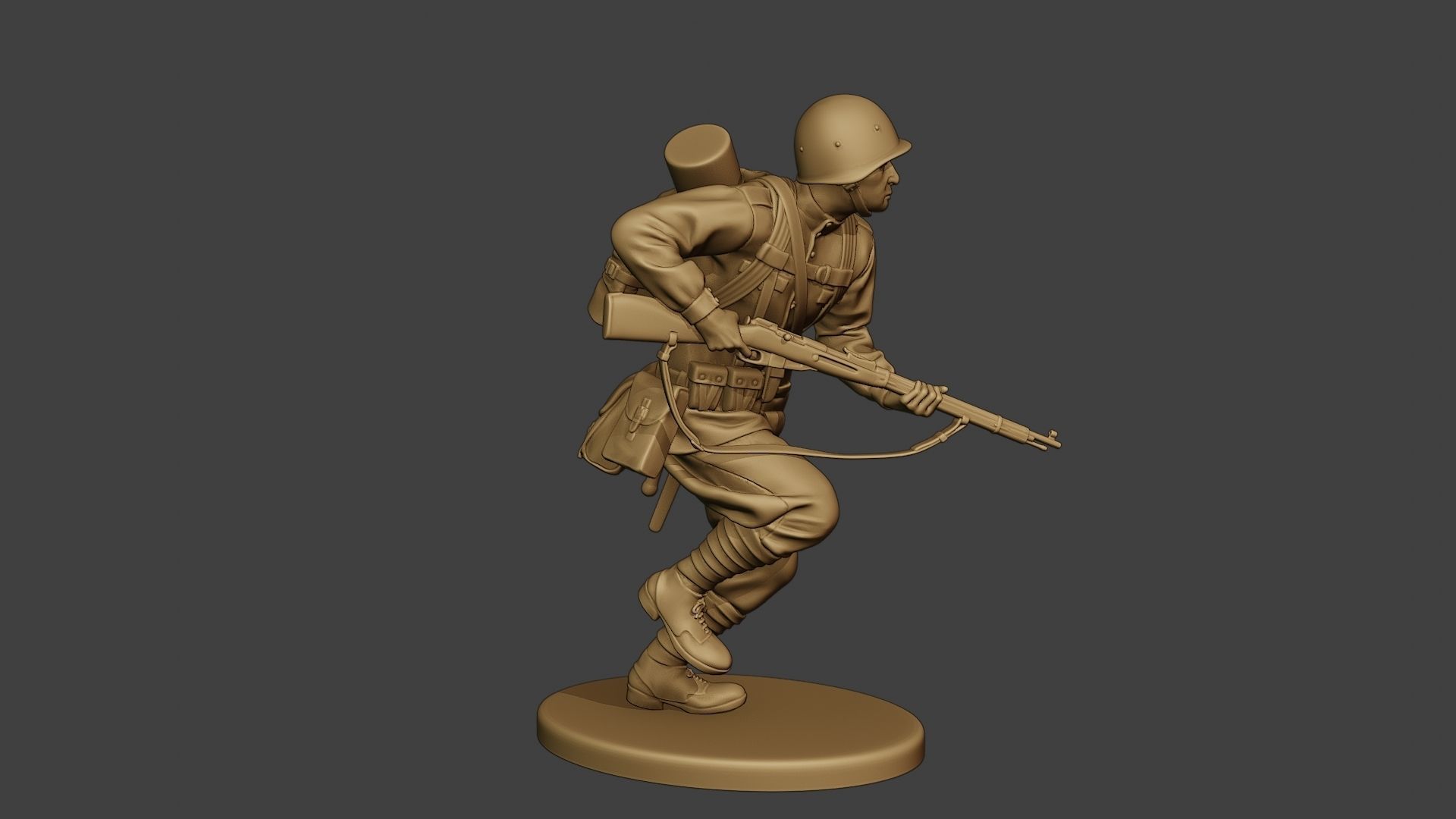 Russian soldier ww2 Run2 R1 3D print model_9