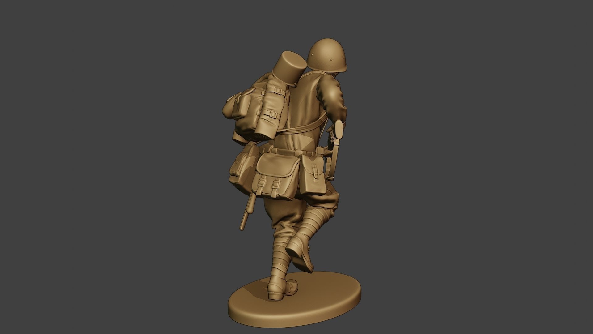 Russian soldier ww2 Run2 R1 3D print model_7