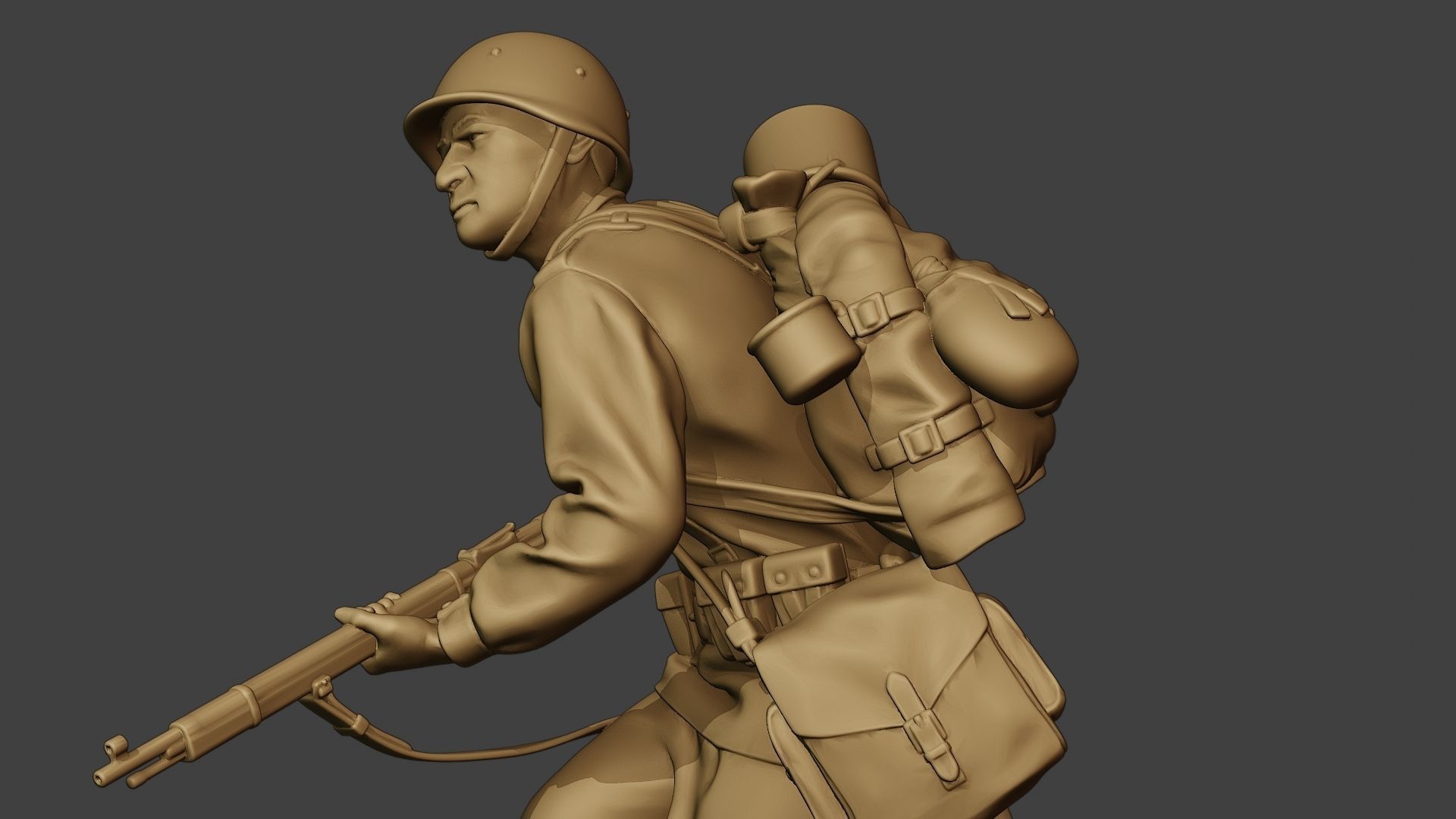 Russian soldier ww2 Run2 R1 3D print model_17