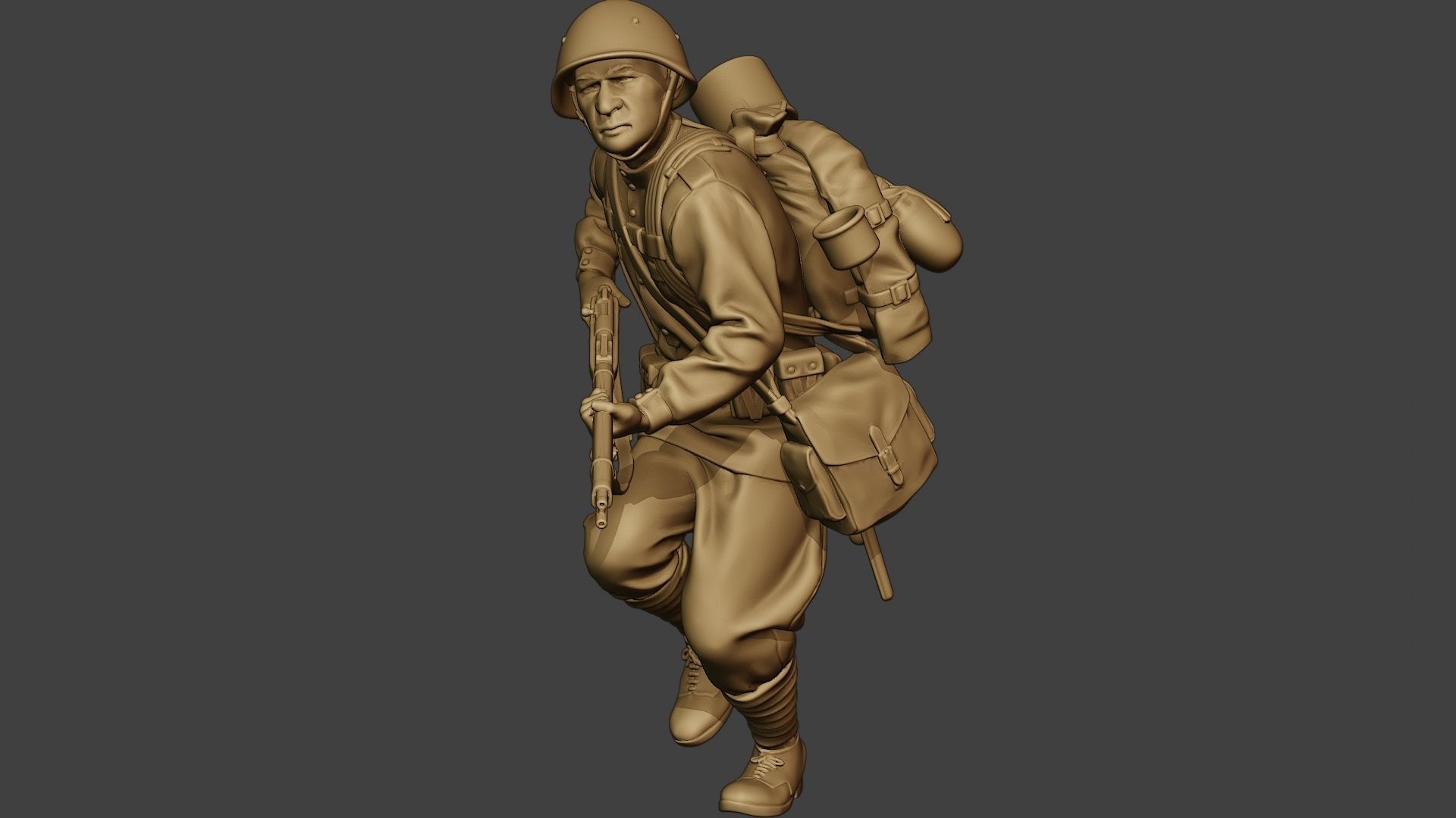 Russian soldier ww2 Run2 R1 3D print model_27