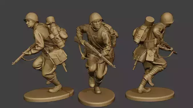 Russian soldier ww2 Run2 R1 3D print model