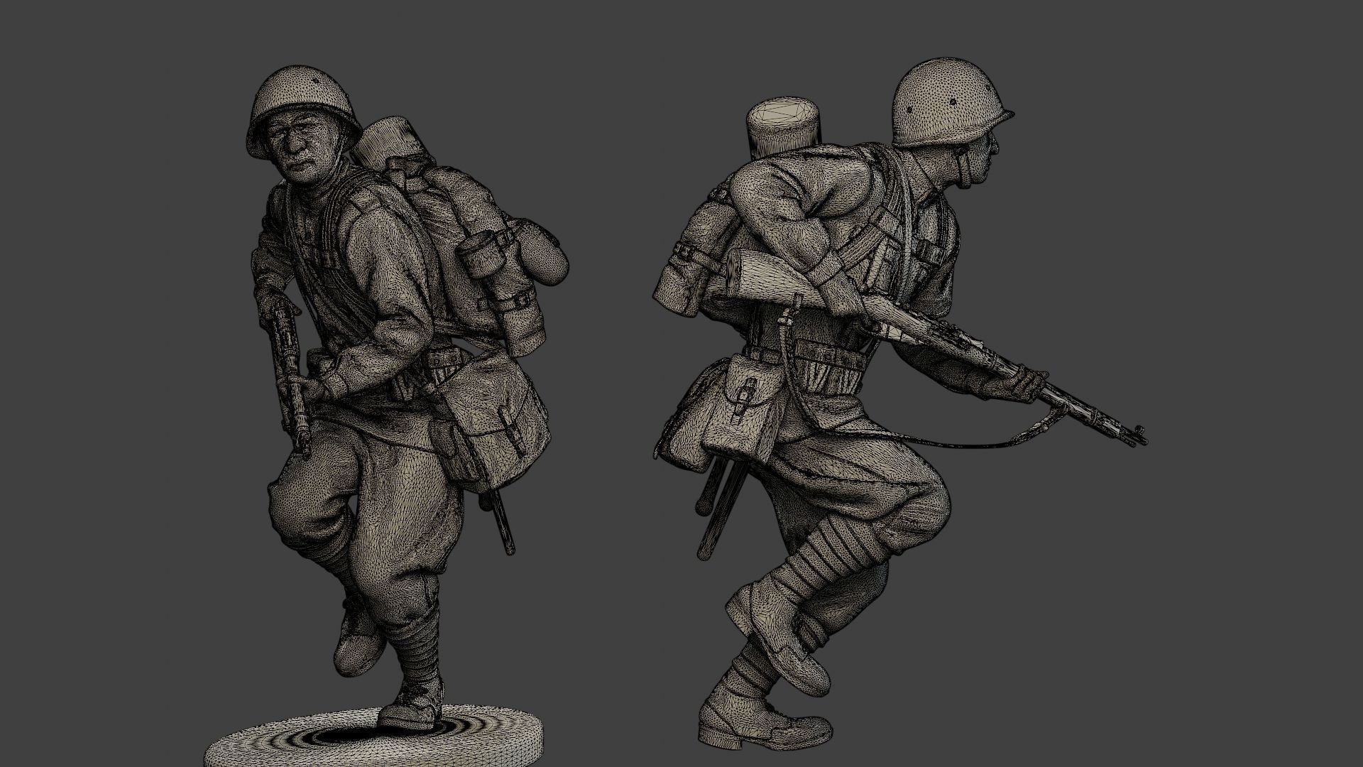 Russian soldier ww2 Run2 R1 3D print model_12