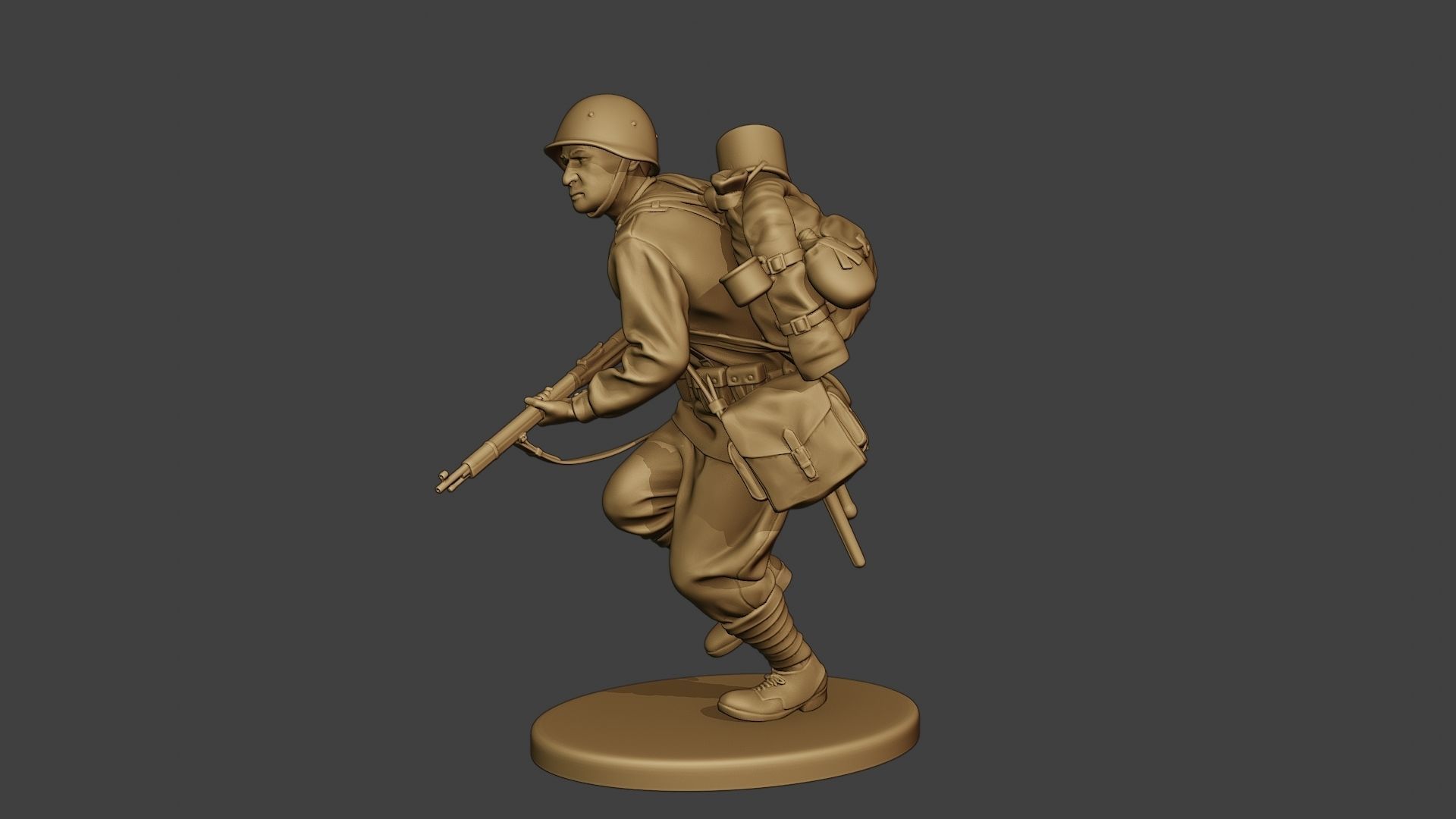 Russian soldier ww2 Run2 R1 3D print model_3