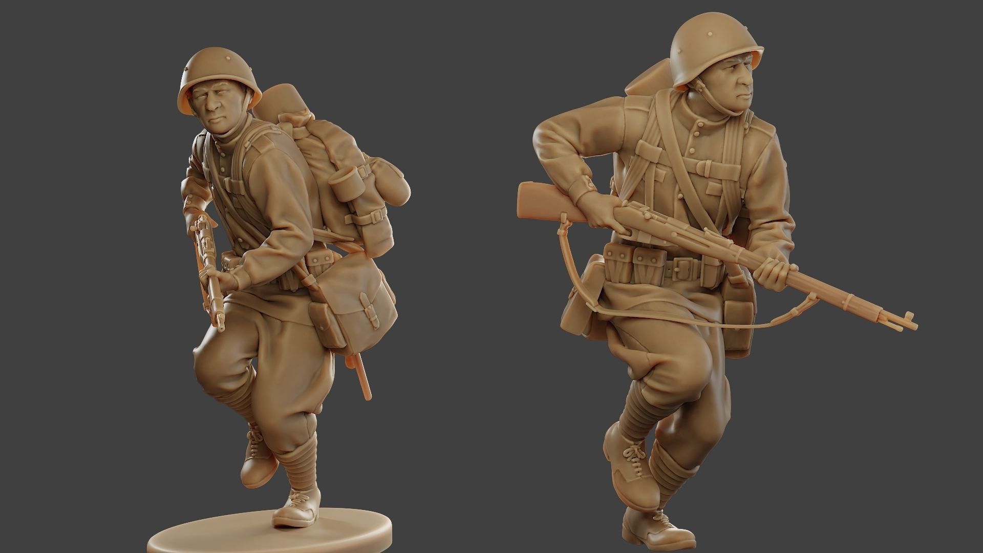 Russian soldier ww2 Run2 R1 3D print model_1