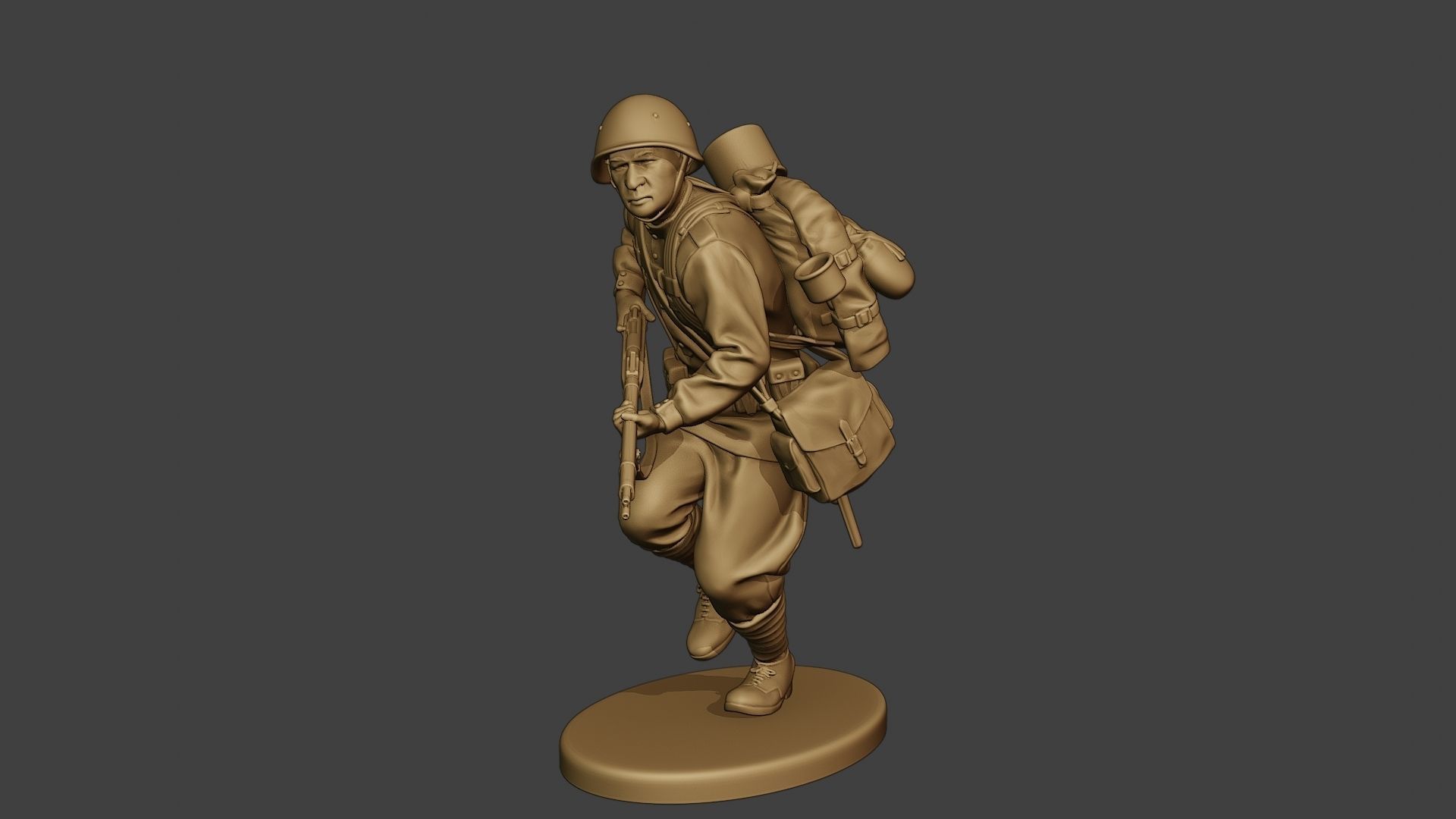 Russian soldier ww2 Run2 R1 3D print model_2