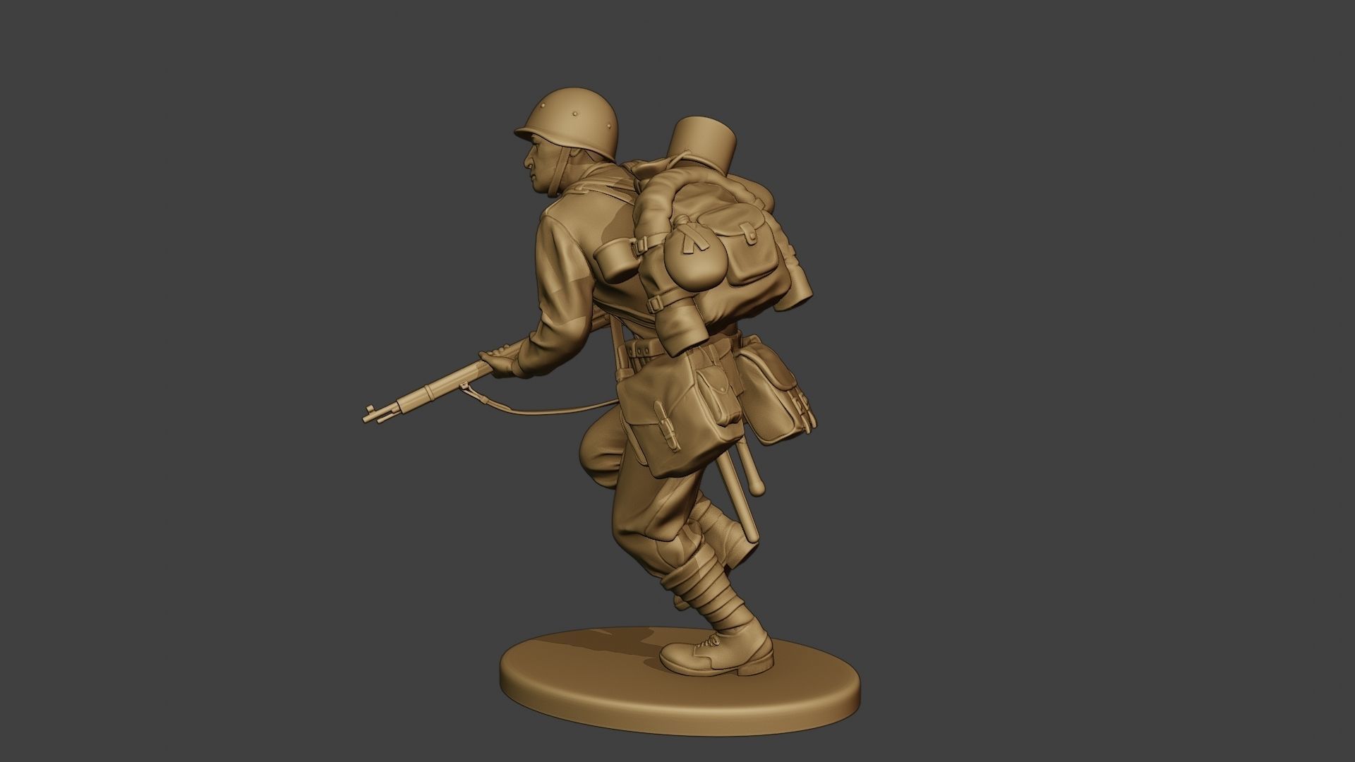 Russian soldier ww2 Run2 R1 3D print model_4