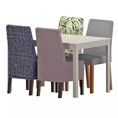 EKEDALEN Table and BERGMUND Chairs 3D model