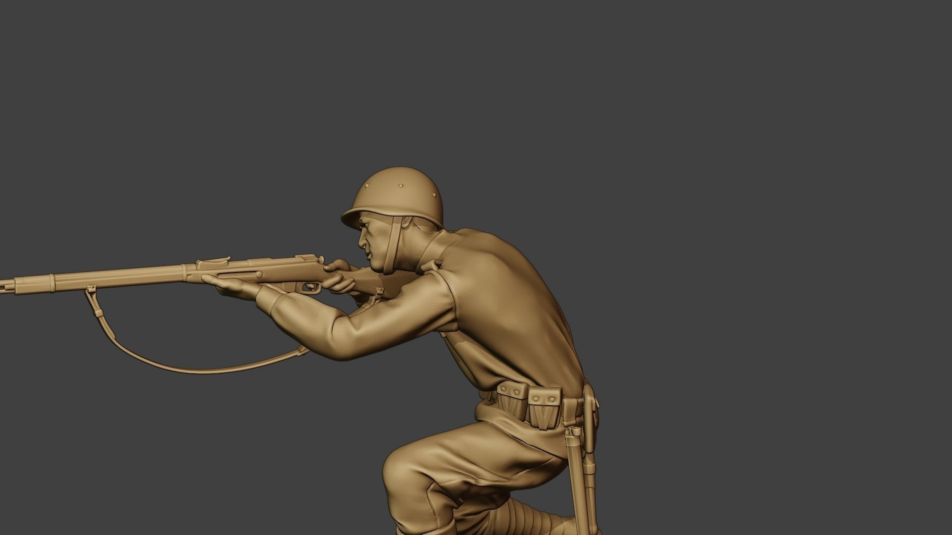 Russian soldier ww2 Shoot Crouch R1 3D print model_18