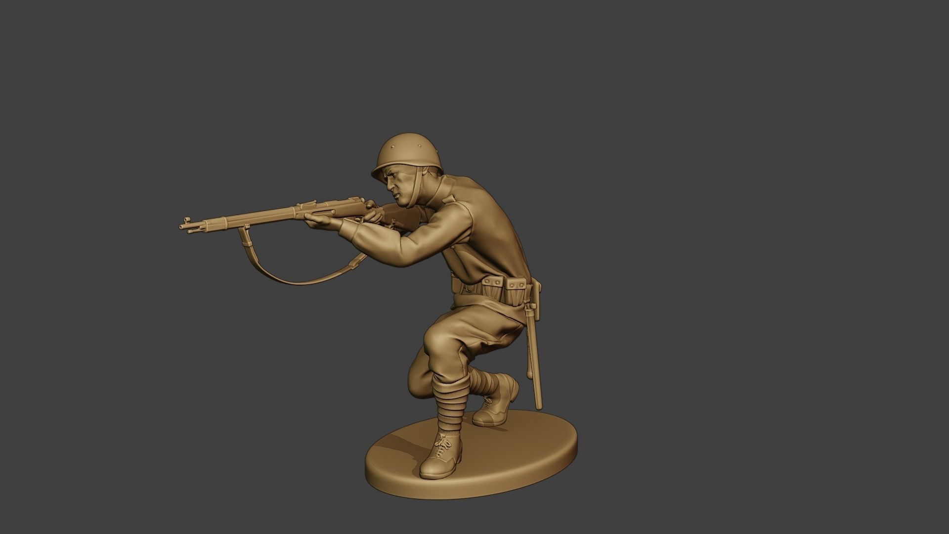 Russian soldier ww2 Shoot Crouch R1 3D print model_2