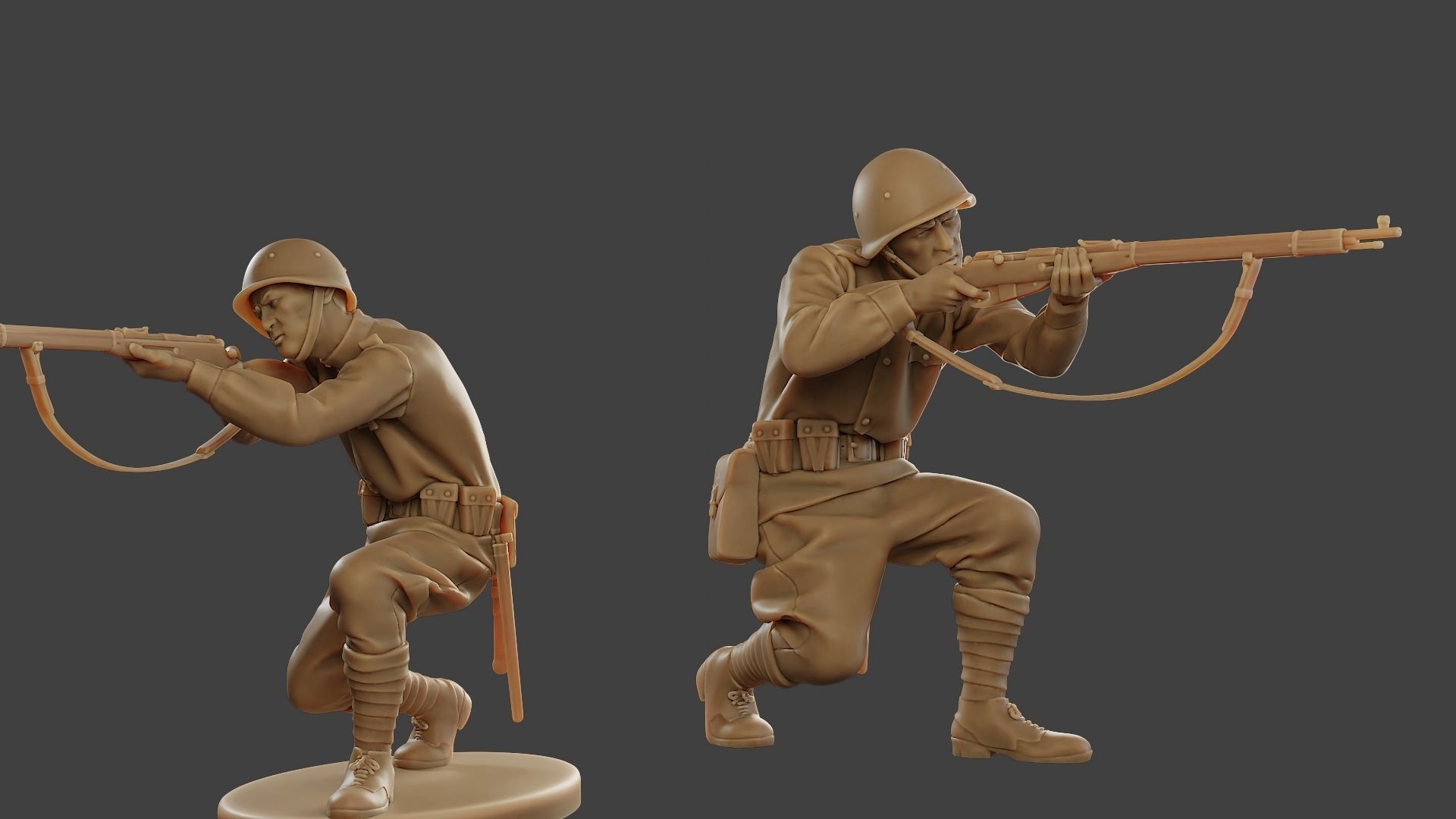 Russian soldier ww2 Shoot Crouch R1 3D print model_1