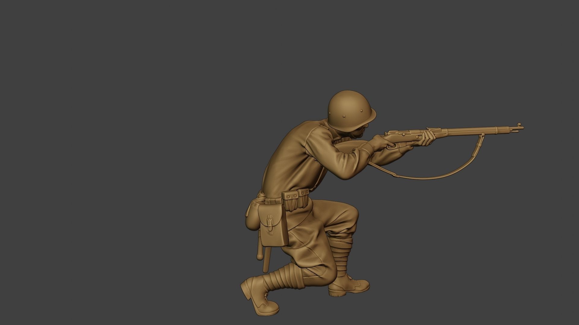 Russian soldier ww2 Shoot Crouch R1 3D print model_31
