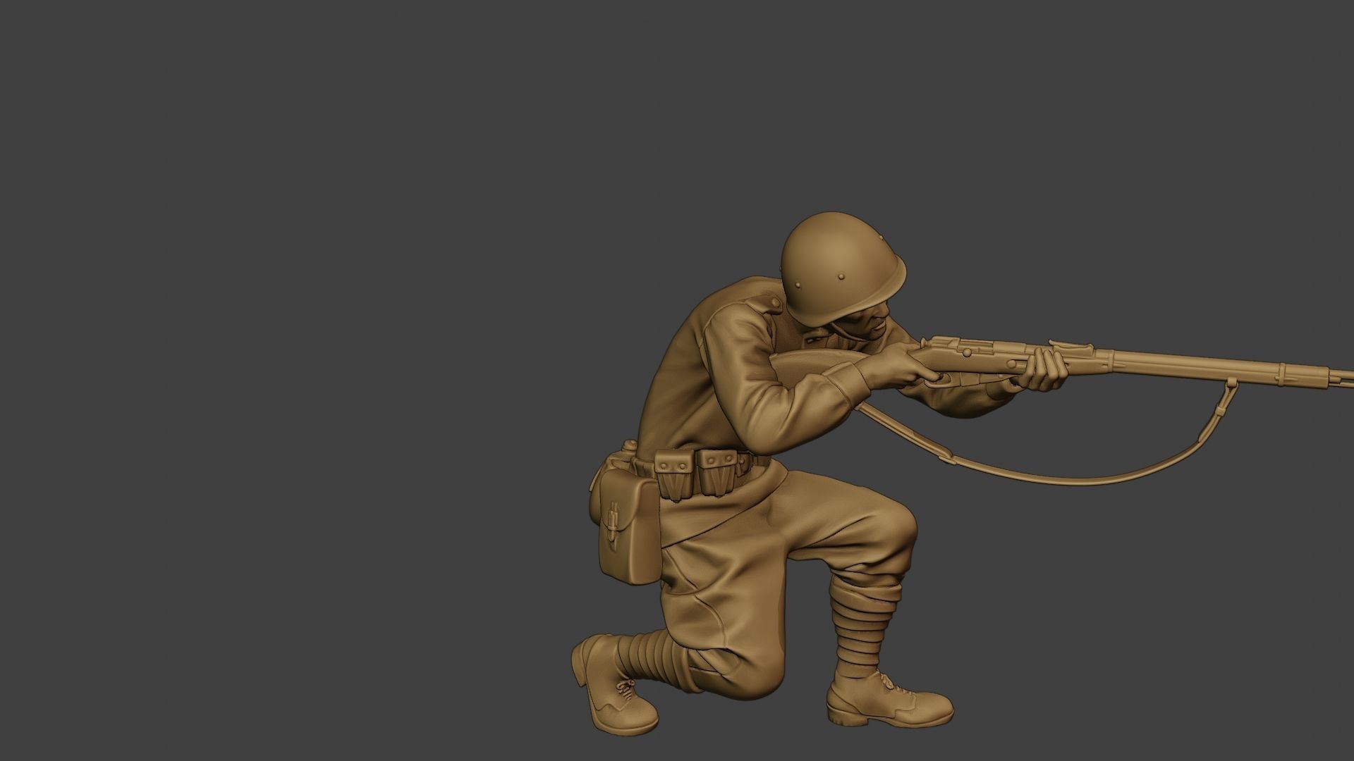 Russian soldier ww2 Shoot Crouch R1 3D print model_30