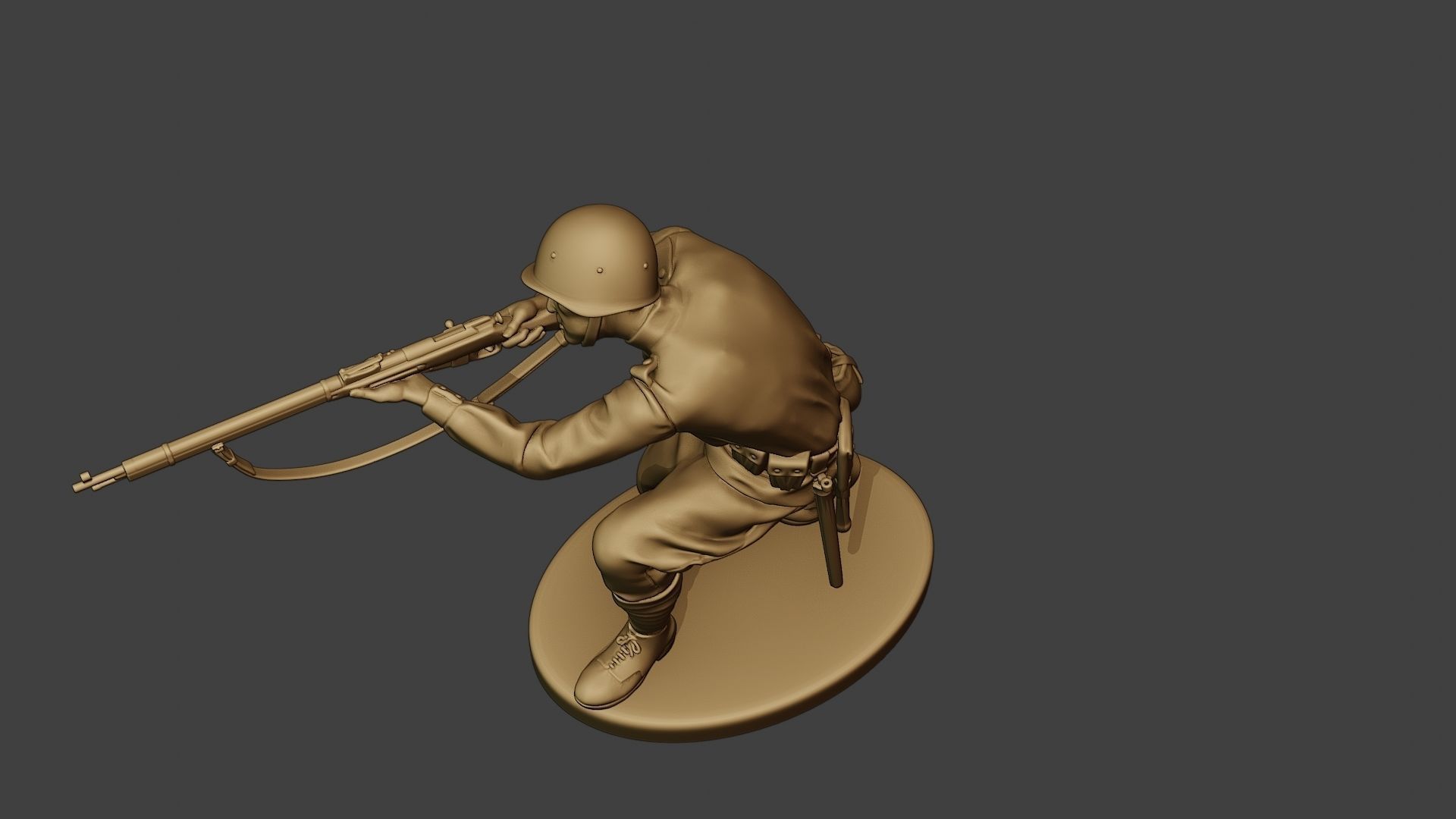 Russian soldier ww2 Shoot Crouch R1 3D print model_15